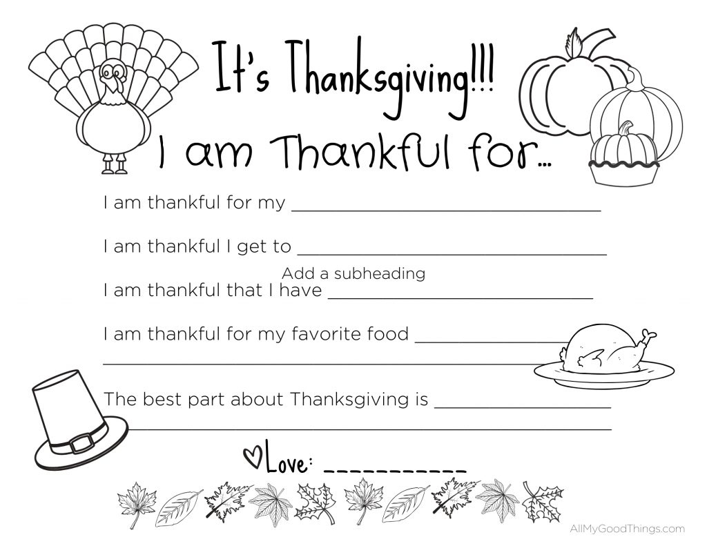 Free Printable Thanksgiving Placemats For The Kids - All My Good for Free Thanksgiving Printables