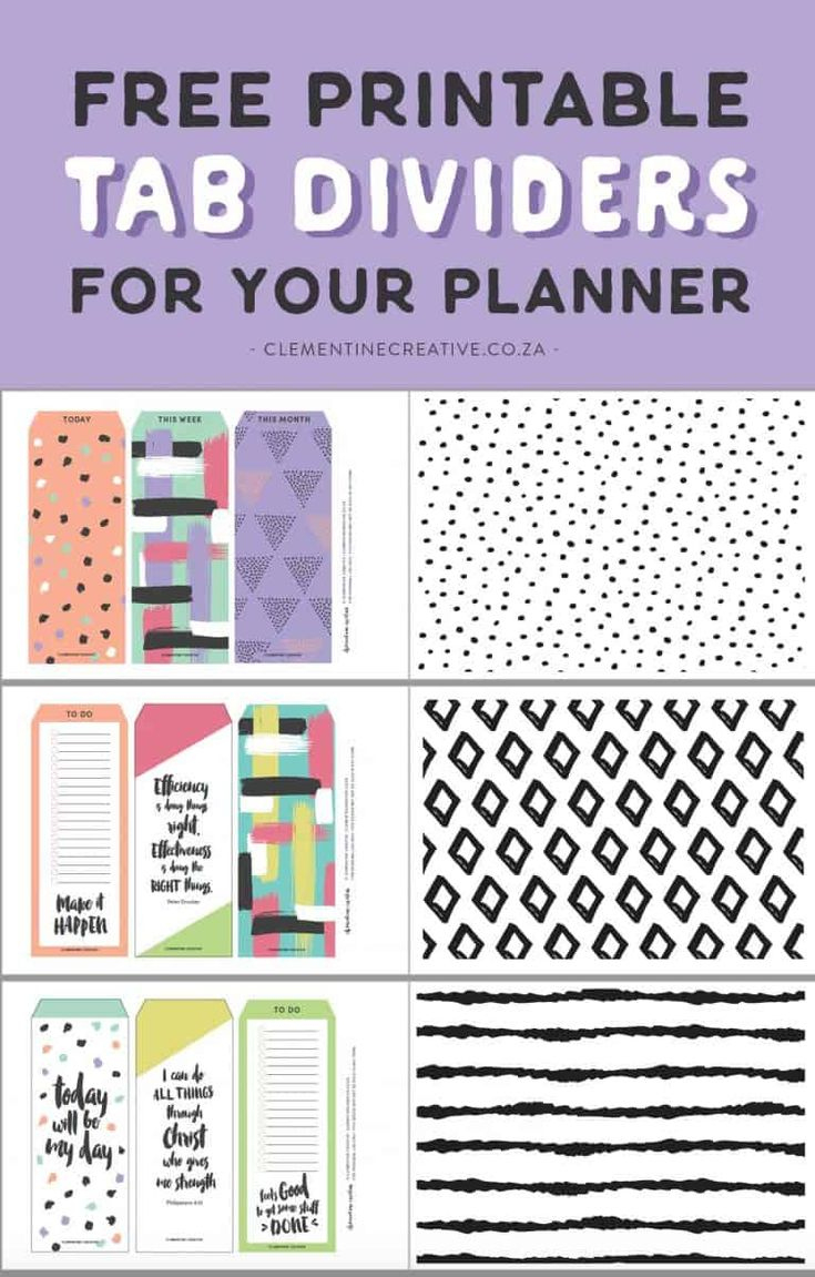 Free Printable Top Tab Dividers For Planners, Diaries And Agendas intended for Free Printable Dividers