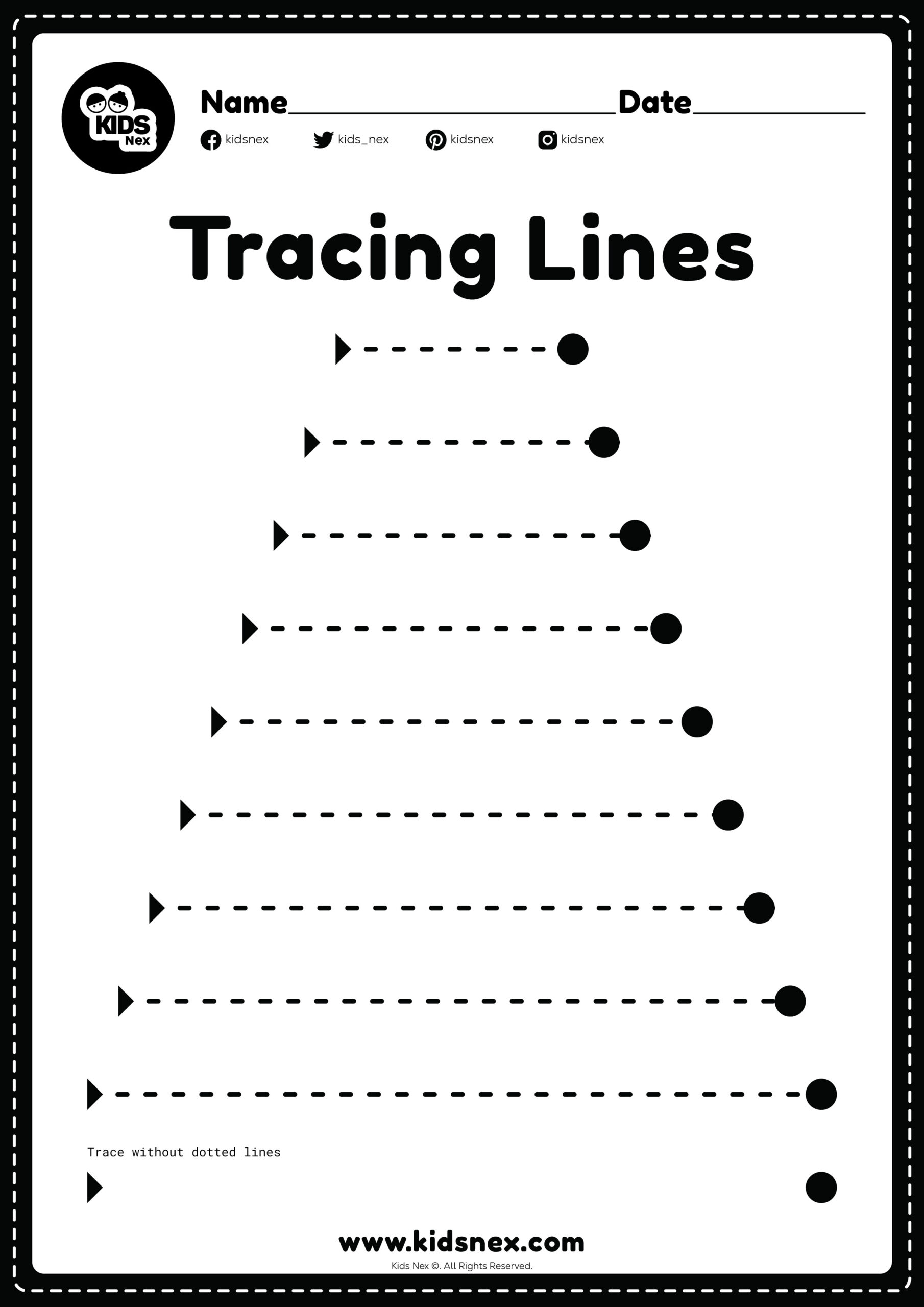 Free Printable Tracing Lines Worksheet | Www.kidsnex pertaining to Free Printable Preschool Worksheets Tracing Lines