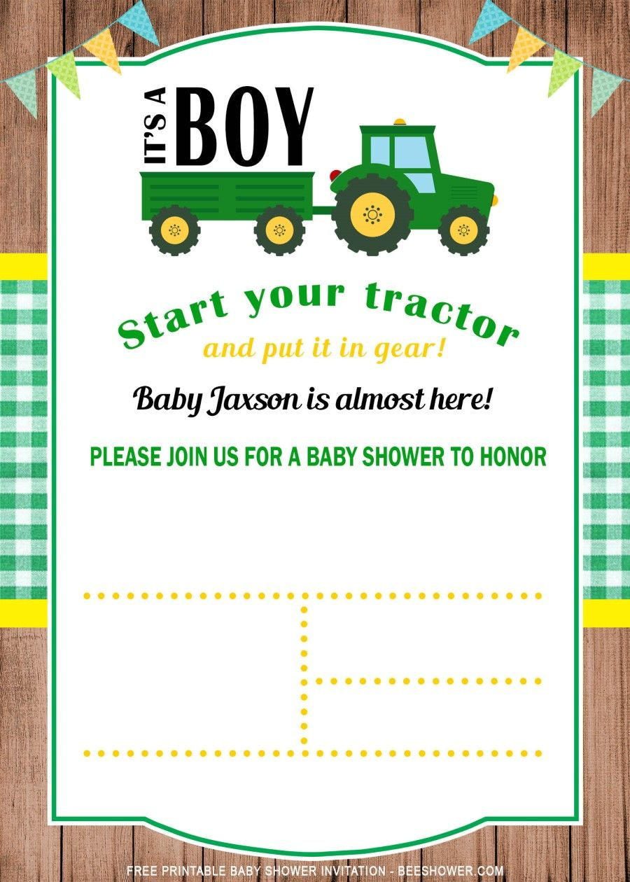 Free Printable Tractor Baby Shower Invitation Templates throughout Free Printable John Deere Baby Shower Invitations