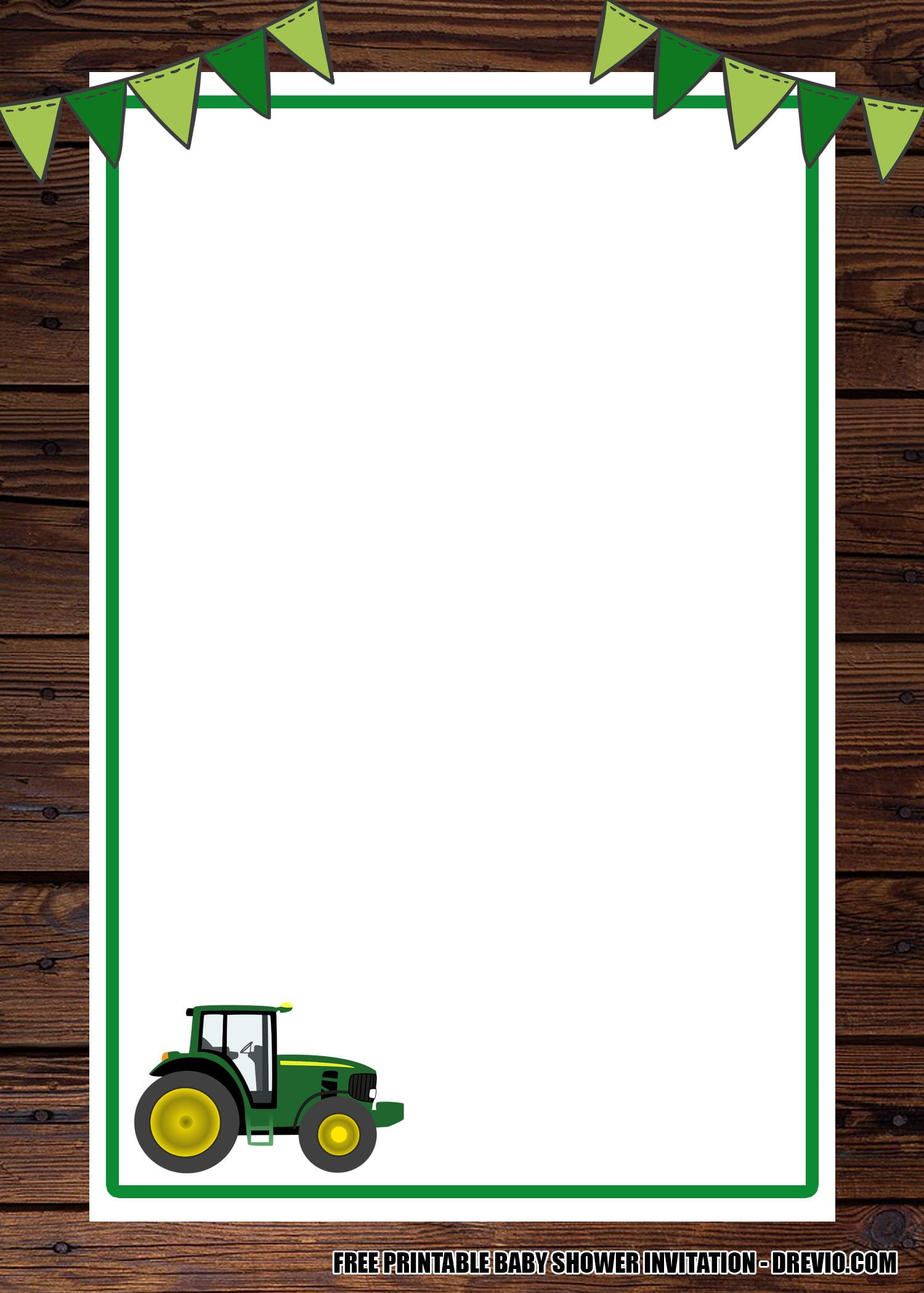 Free Printable Tractor Invitation Templates intended for Free Printable John Deere Baby Shower Invitations