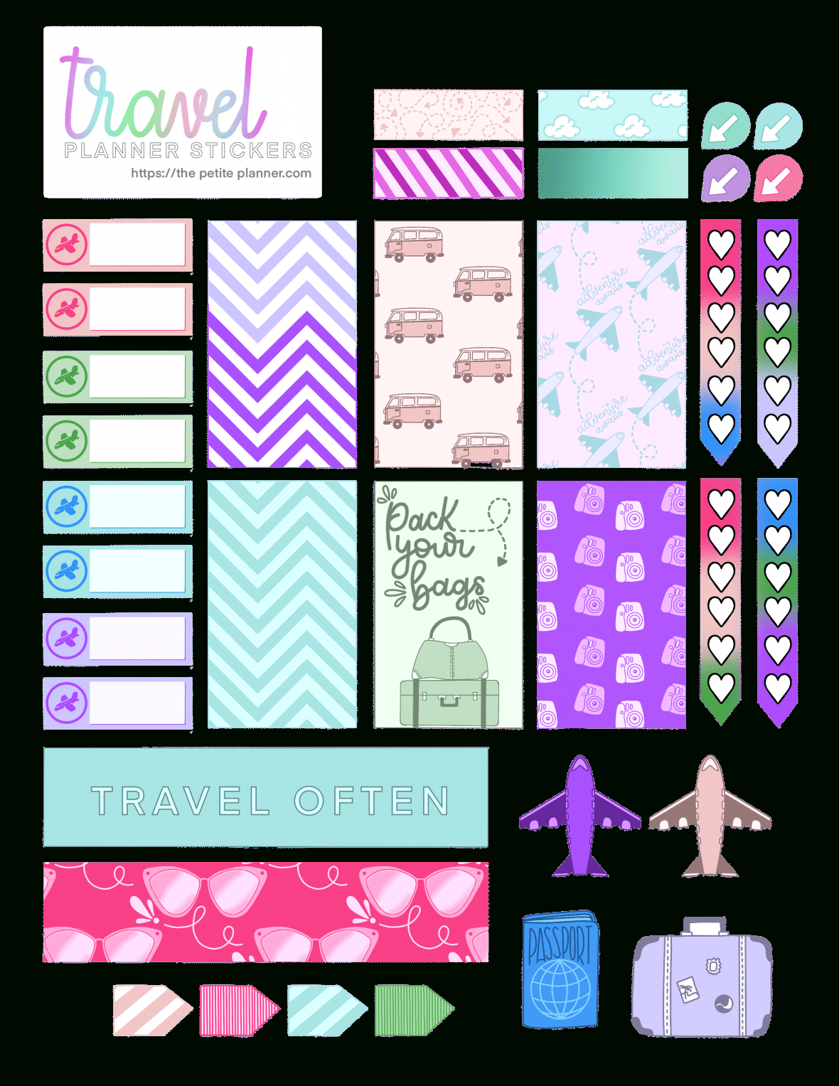 Free Printable Travel Planner Stickers ⋆ The Petite Planner pertaining to Free Printable Travel Stickers