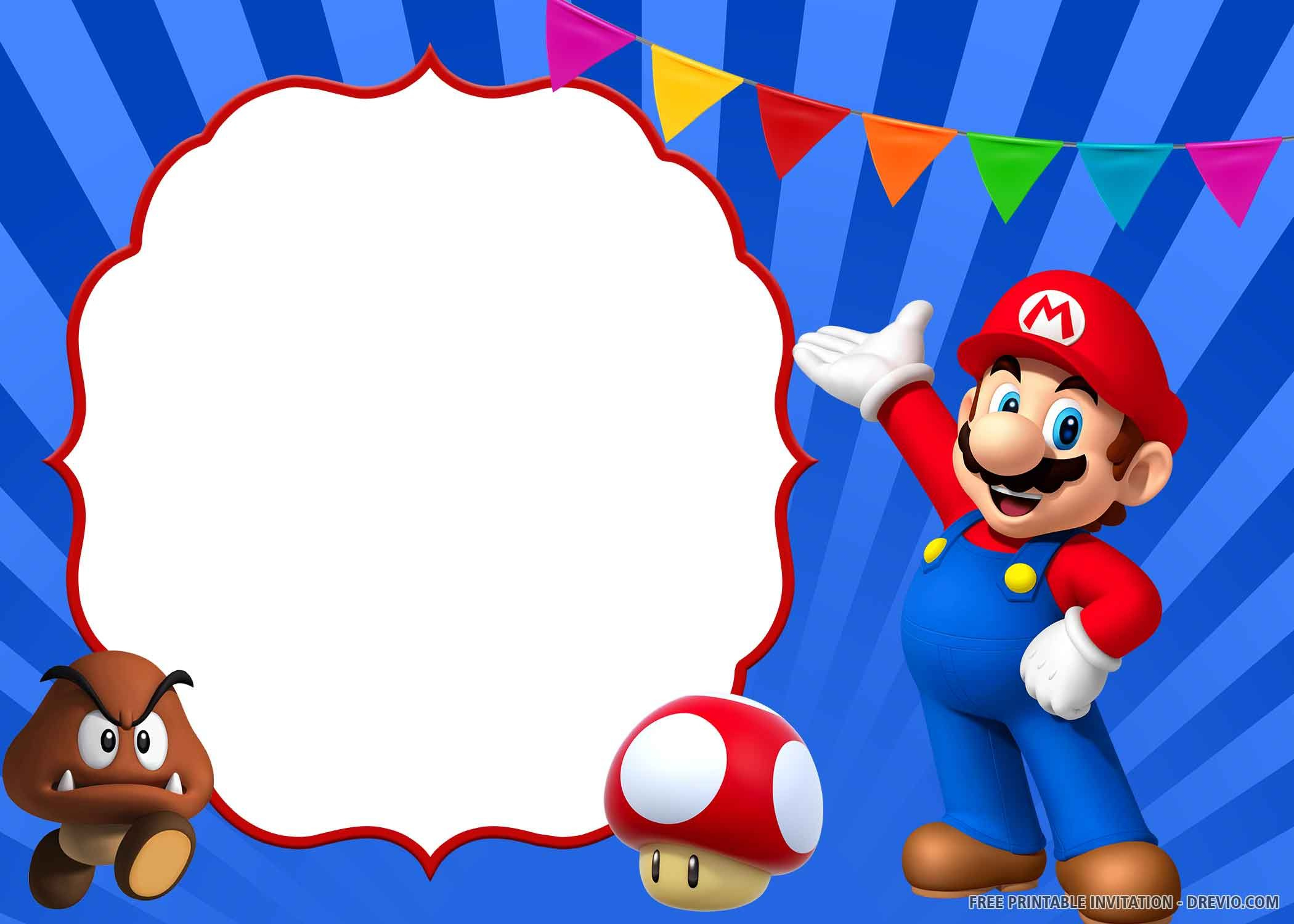 Free Printable) U2013 Super Mario Birthday Invitation Templates regarding Free Printable Super Mario Bros Invitations