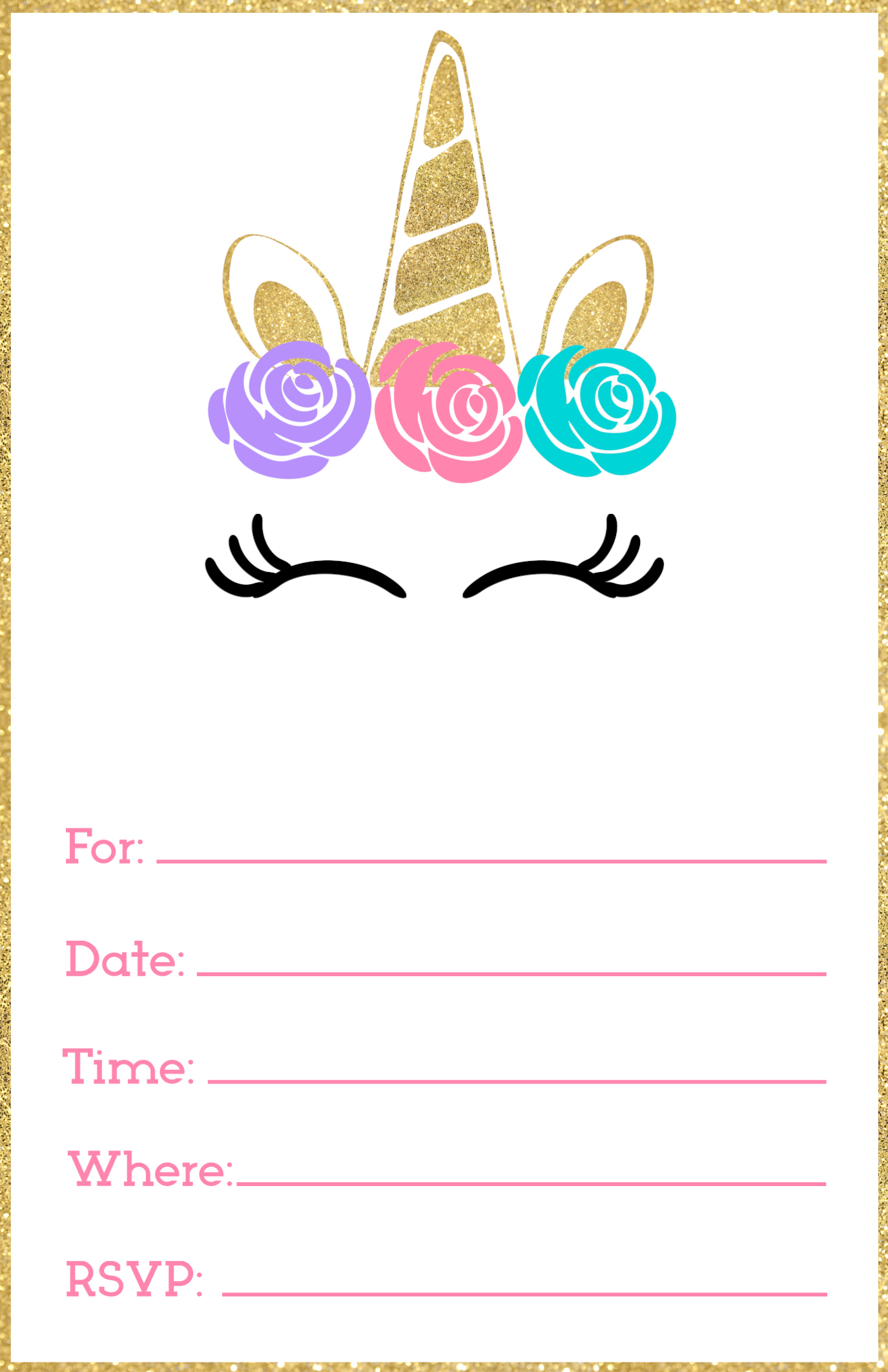 Free Printable Unicorn Invitations Template - Paper Trail Design in Free Printable Birthday Invitations With Pictures