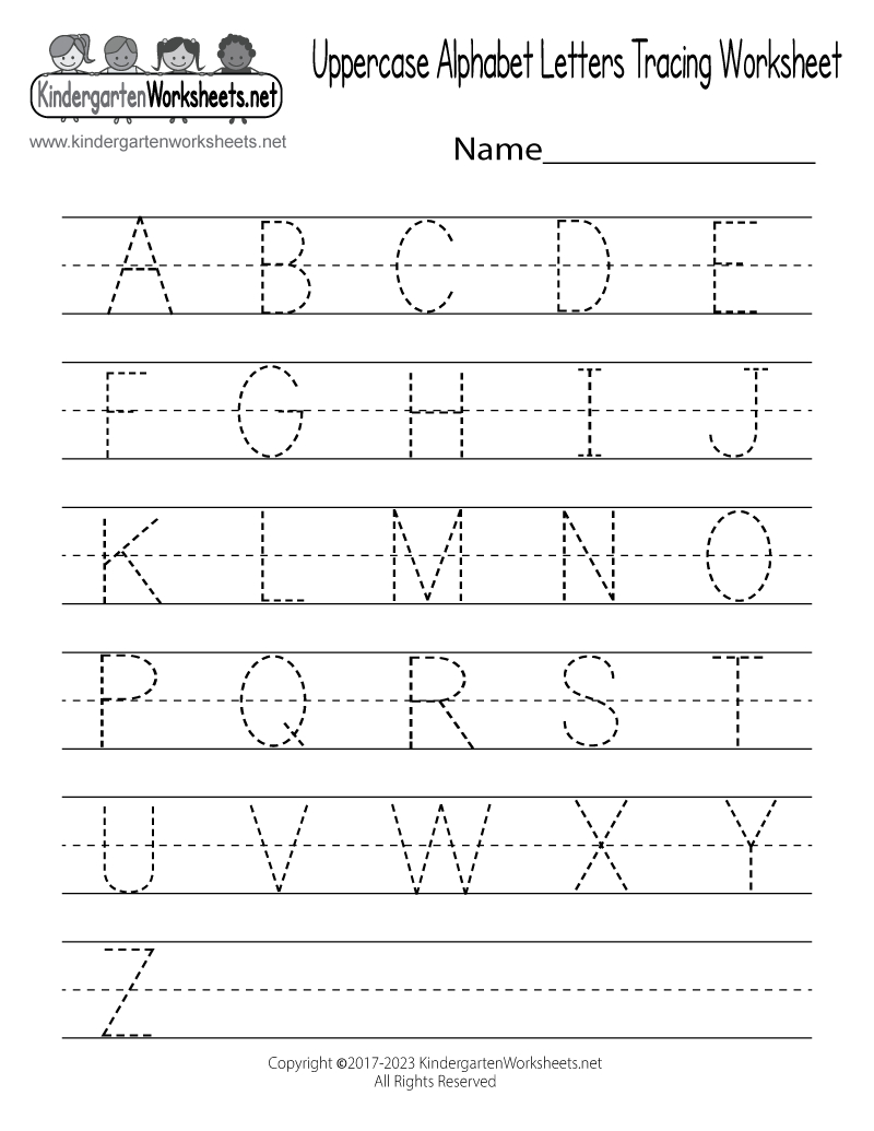 Free Printable Uppercase Alphabet Letters Tracing Worksheet throughout Free Printable Handwriting Sheets For Kindergarten