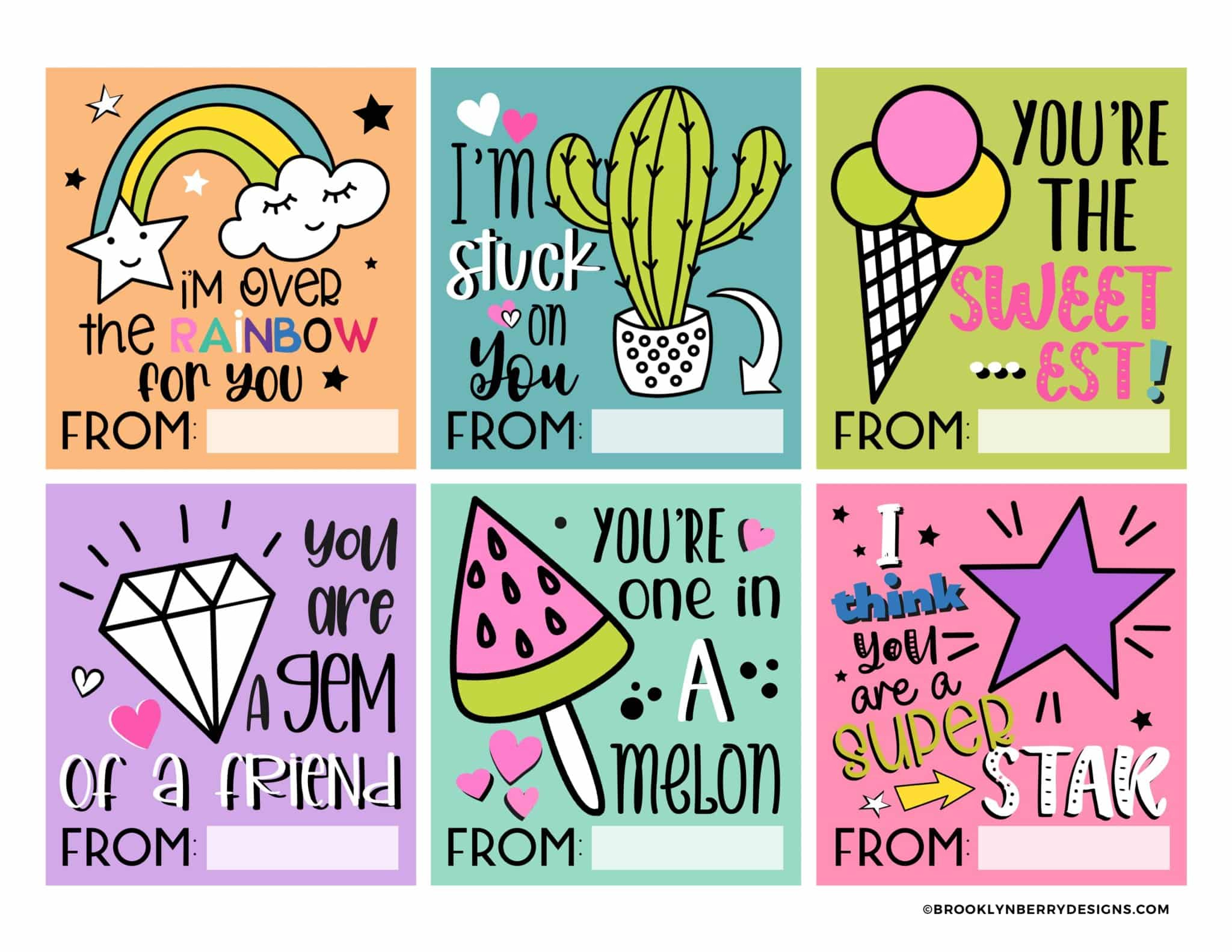 Free Printable Valentines For Kids - Brooklyn Berry Designs in Free Printable Valentines for Kids