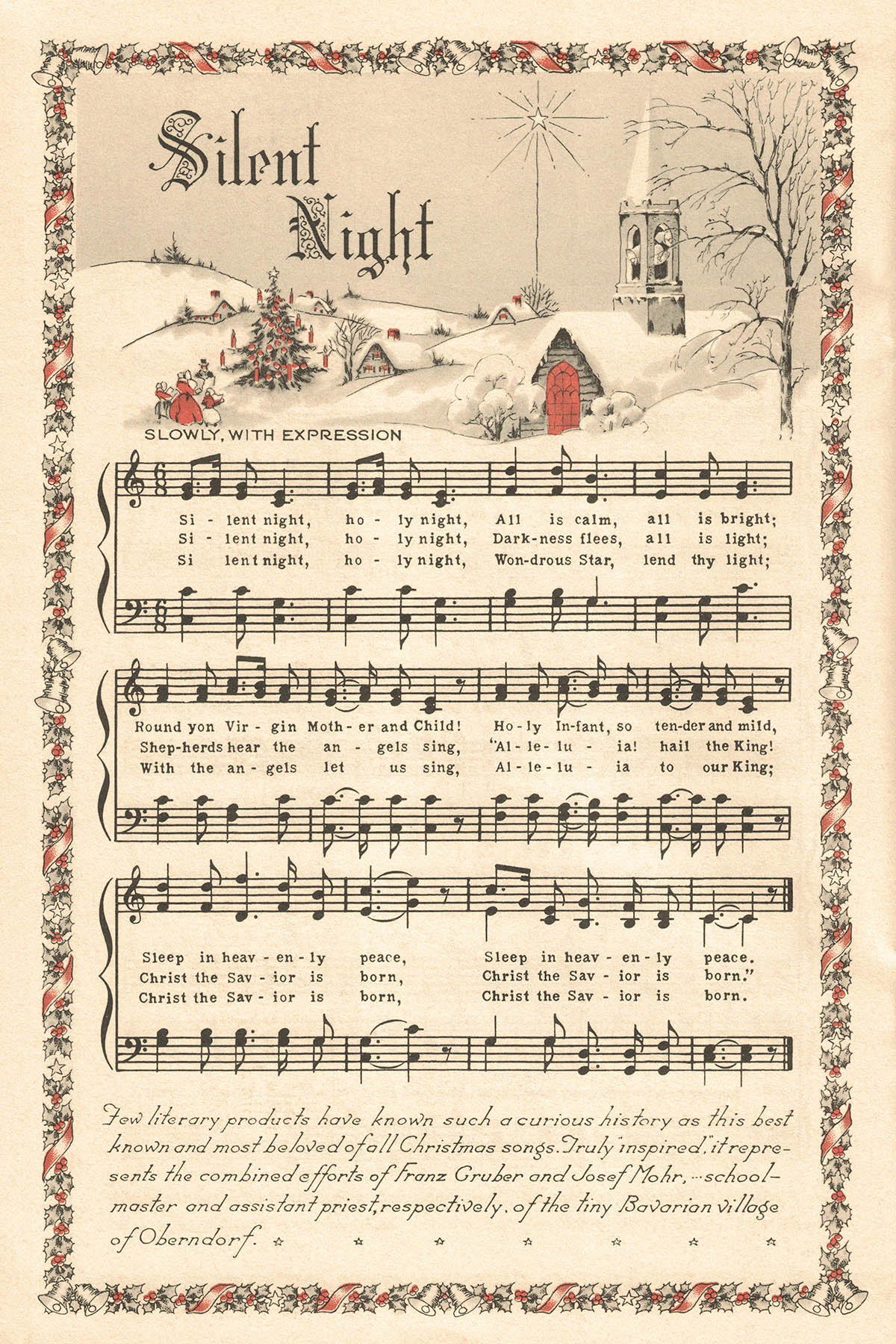 Free Printable Vintage Color Illustration Christmas Carols • Rose inside Free Printable Christmas Carols Booklet