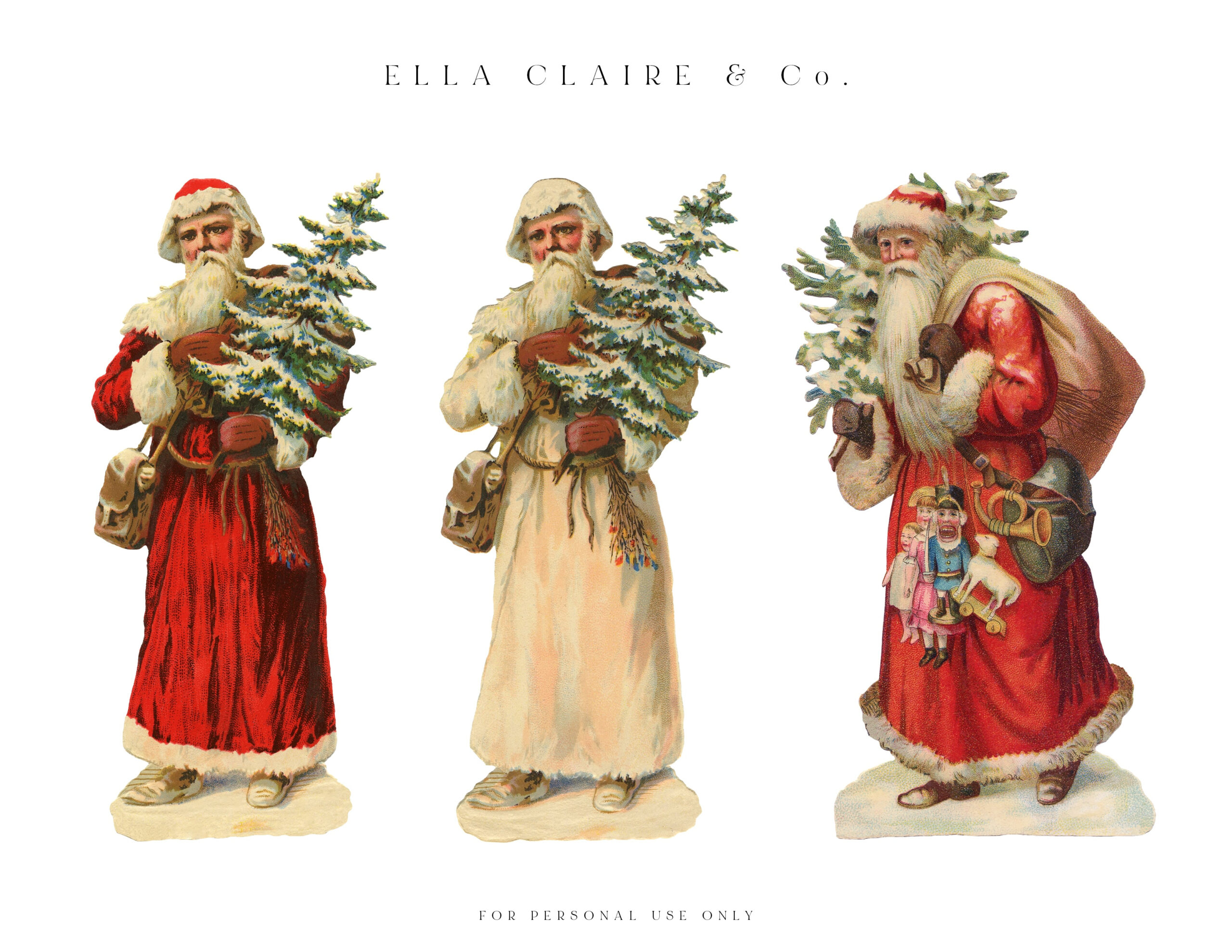 Free Printable Vintage Santas - Ella Claire &amp;amp; Co. with Free Printable Vintage Christmas Pictures