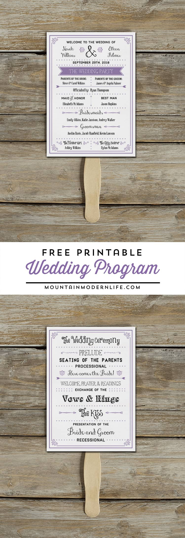 Free Printable Wedding Program | Mountainmodernlife intended for Free Printable Fan Wedding Programs