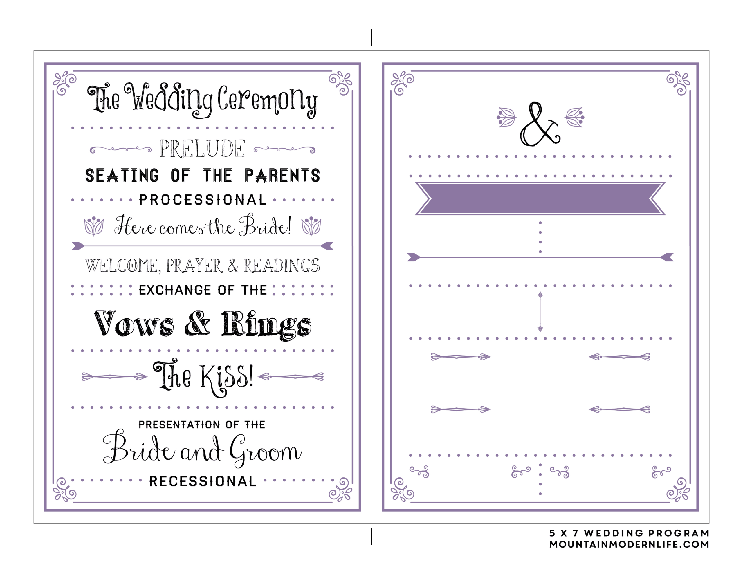 Free Printable Wedding Program | Mountainmodernlife regarding Free Printable Fan Wedding Programs