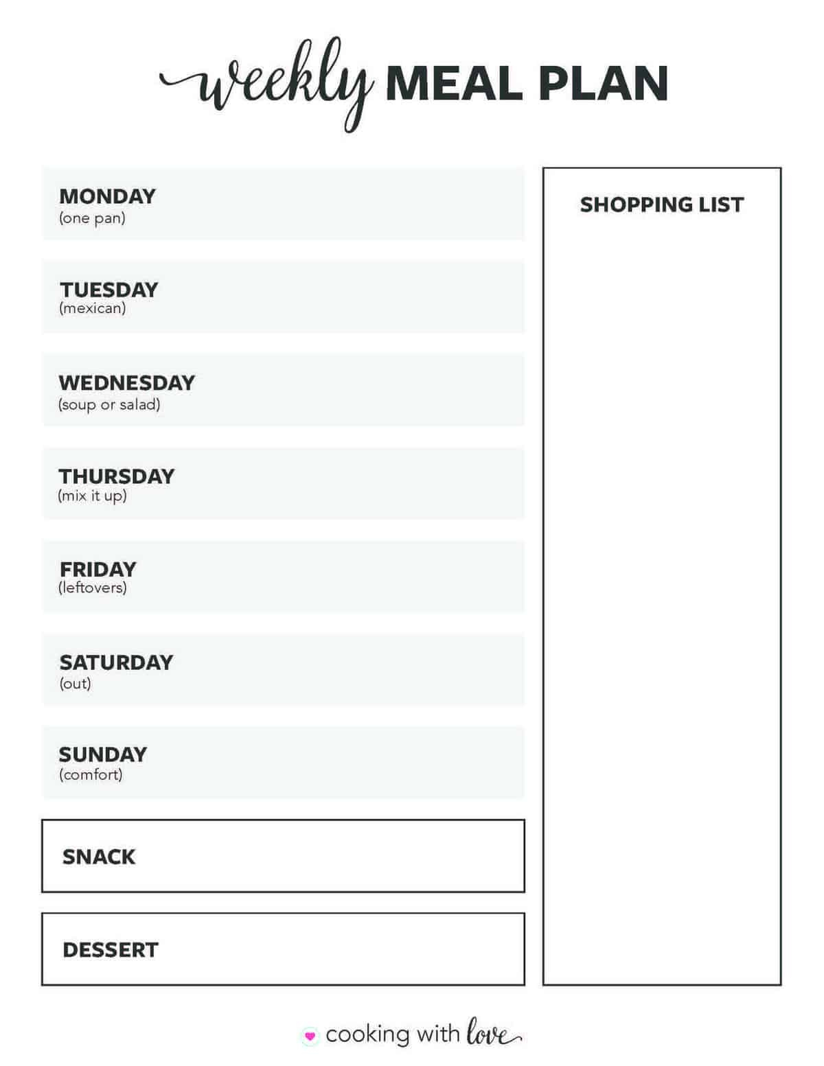 Free Printable Weekly Meal Plan Templates - I Heart Naptime pertaining to Weekly Menu Free Printable