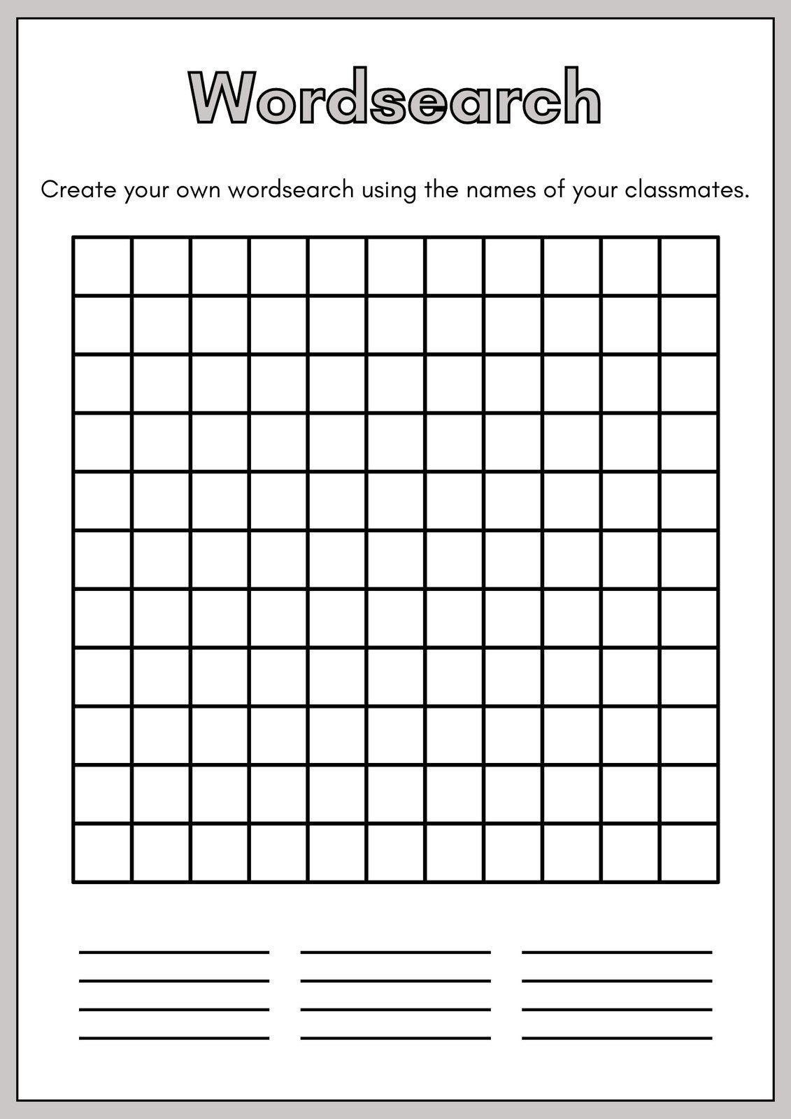 Free Printable Word Search Worksheet Templates | Canva in Free Printable Make Your Own Word Search