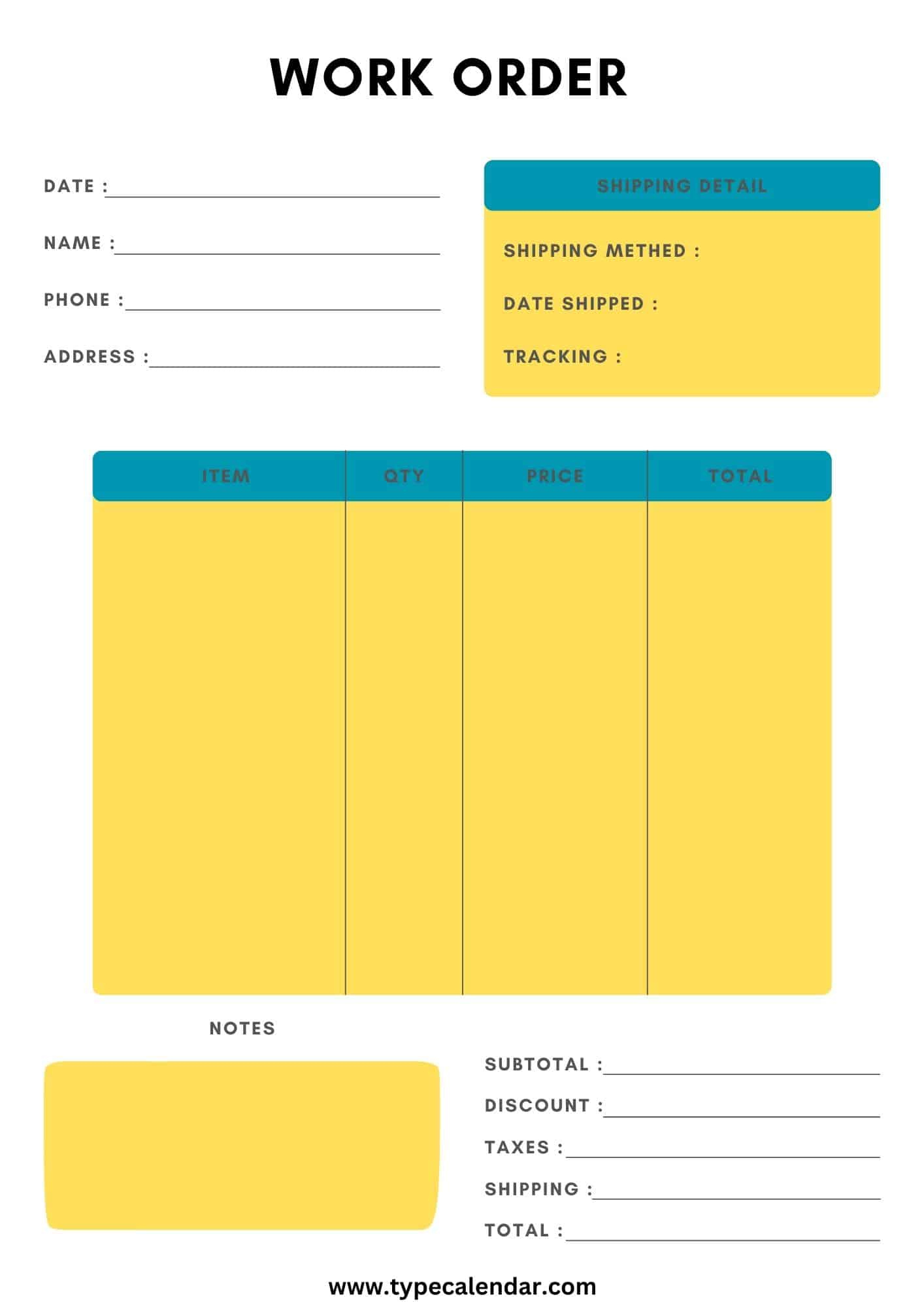 Free Printable Work Order Templates [Excel, Word, Pdf] For Landscaping within Free Printable Work Order Template