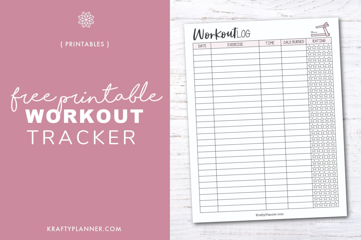 Free Printable Workout Tracker — Krafty Planner throughout Free Printable Fitness Log