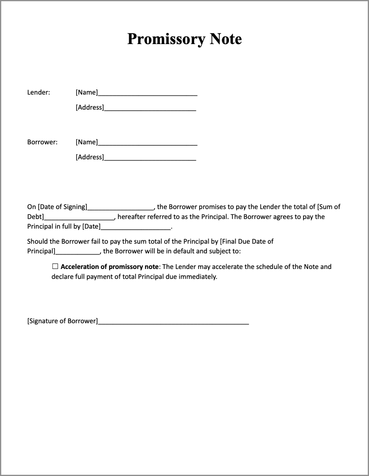 Free Promissory Note Template: Sample In Word And Pdf | Signeasy regarding Free Printable Promissory Note for Personal Loan