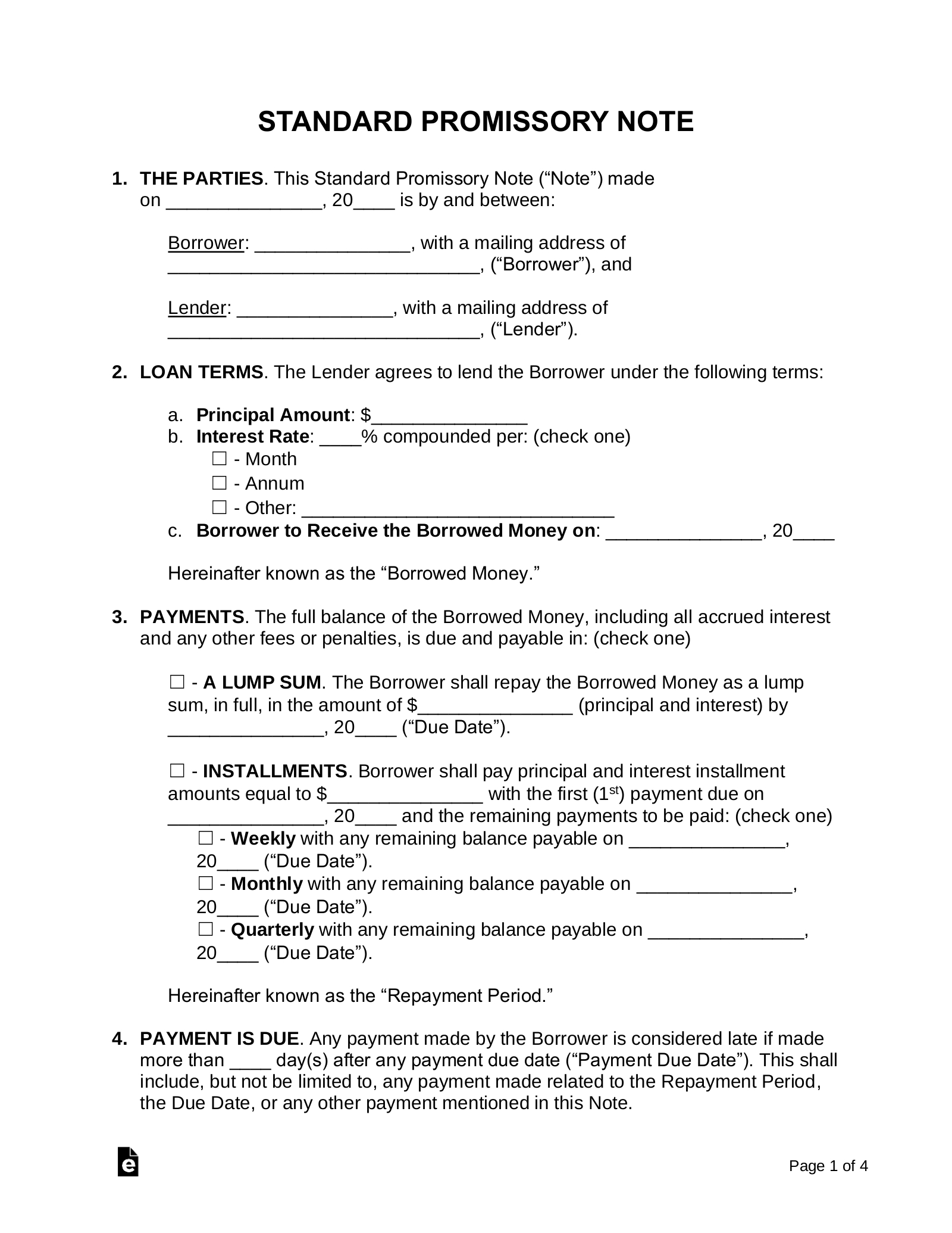 Free Promissory Note Templates (2) - Pdf | Word – Eforms in Free Printable Promissory Note Contract