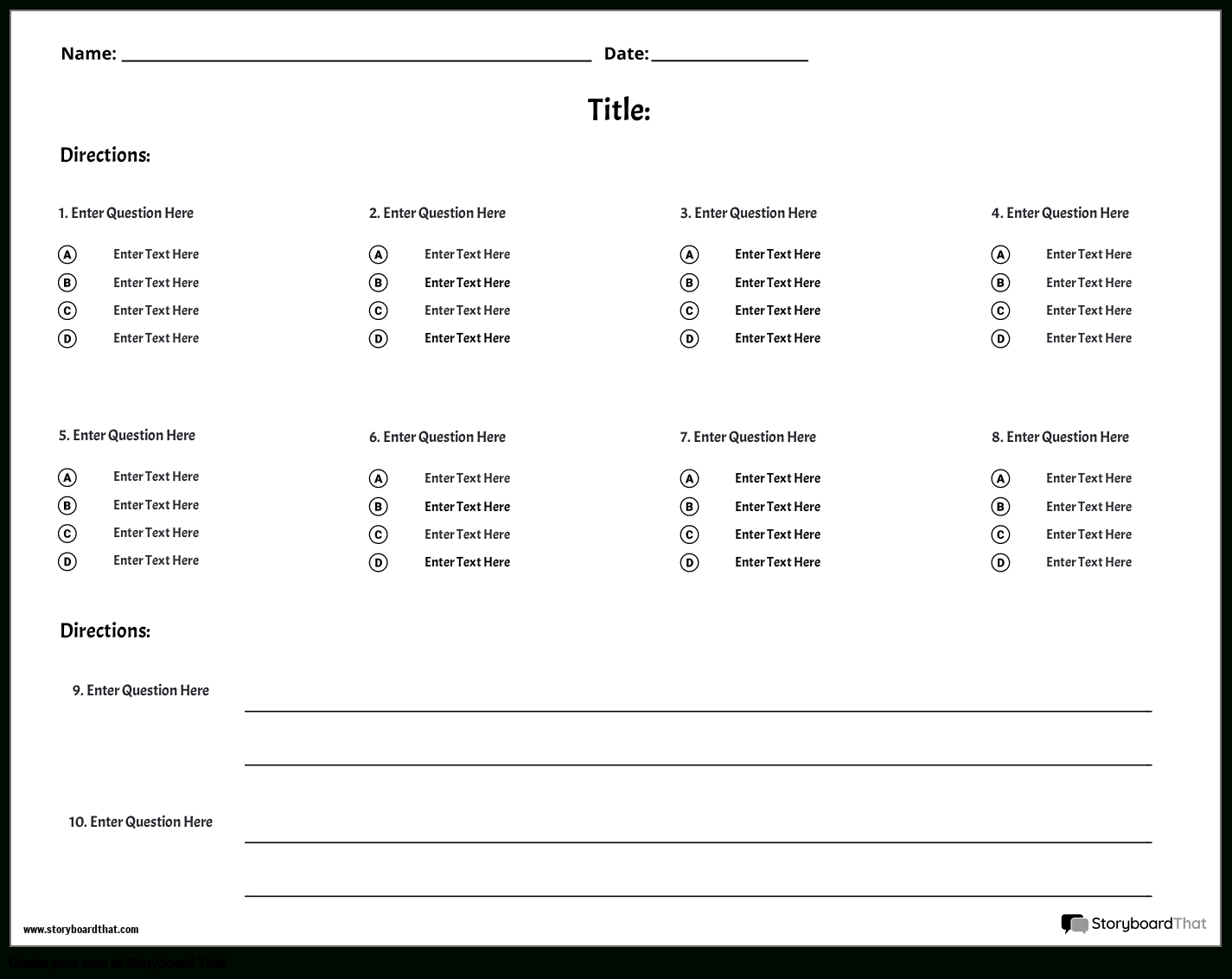 Free Quiz Maker: Online Templates For Teachers&amp;#039; Tests pertaining to Free Printable Test Maker