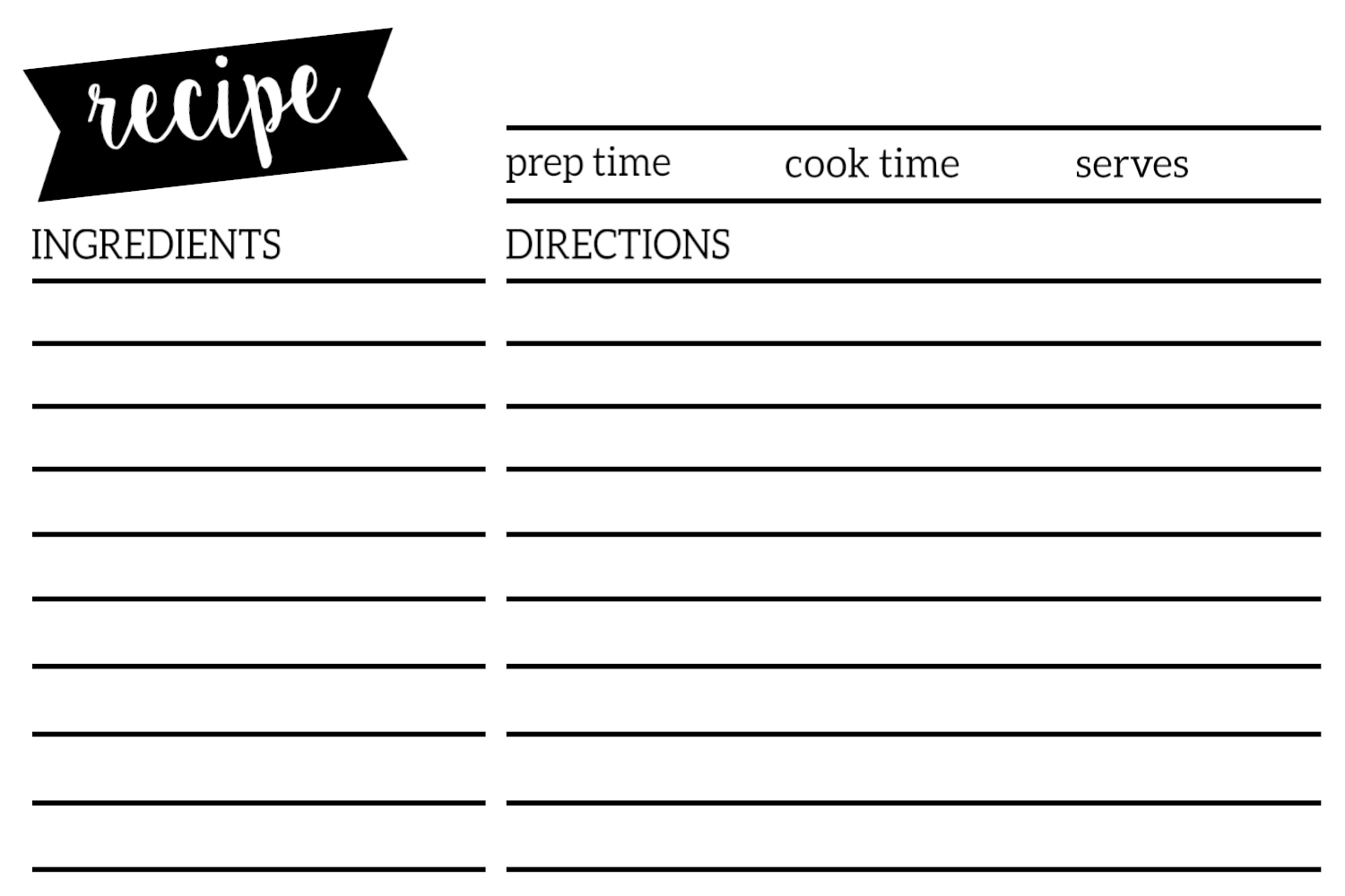 Free Recipe Card Template Printable - Paper Trail Design throughout Free Printable Recipe Cards