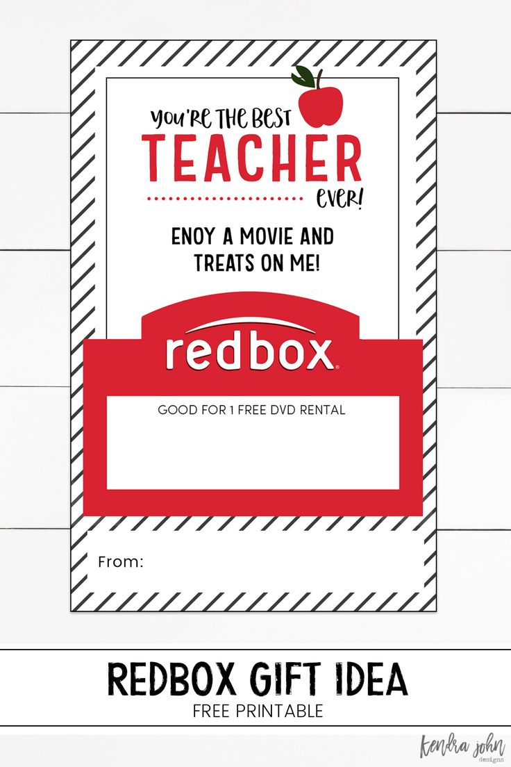 Free Redbox Teacher Appreciation Printable | Kendra John Designs regarding Free Printable Redbox Gift Tags