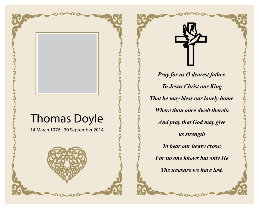 Free Remembrance Cards Template within Free Printable Memorial Card Template