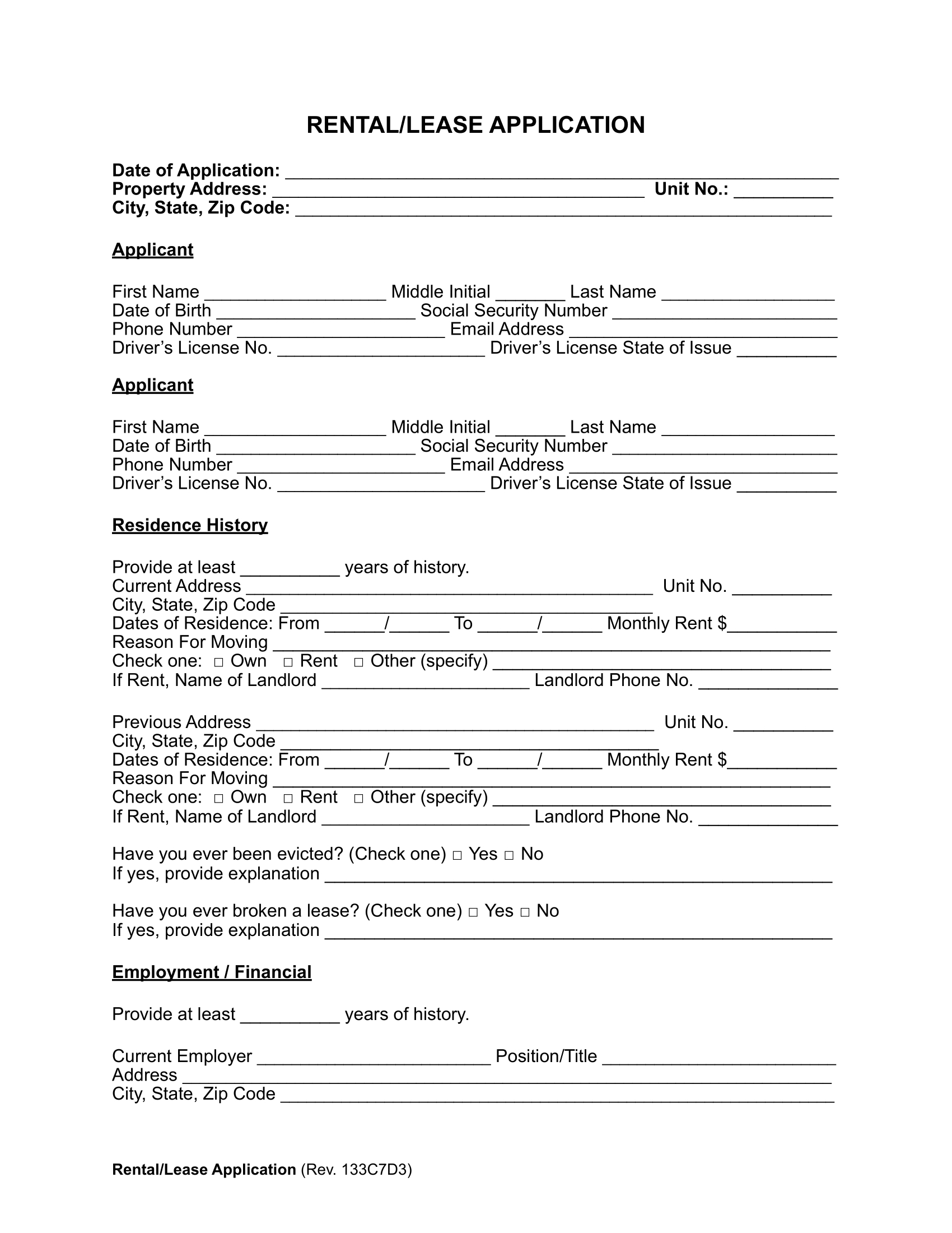 Free Rental Application Form | Pdf &amp;amp; Word pertaining to Free Printable Landlord Forms