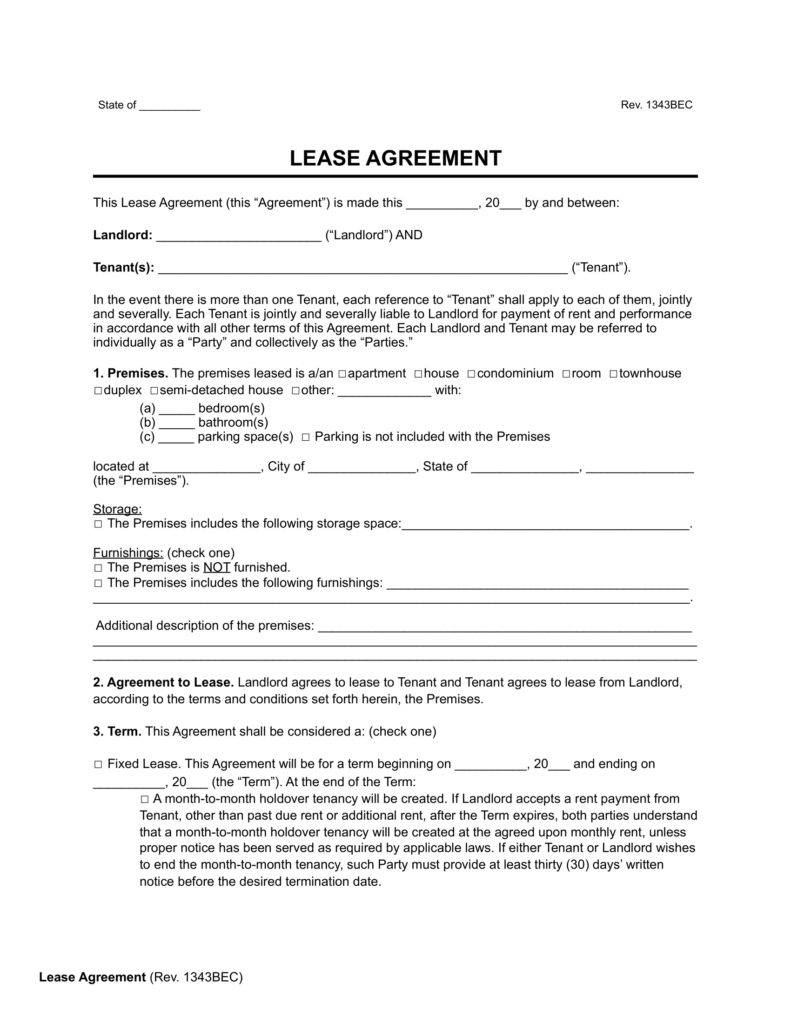 Free Rental &amp;amp; Lease Agreement Templates | Pdf &amp;amp; Word for Free Printable Residential Rental Agreement Forms