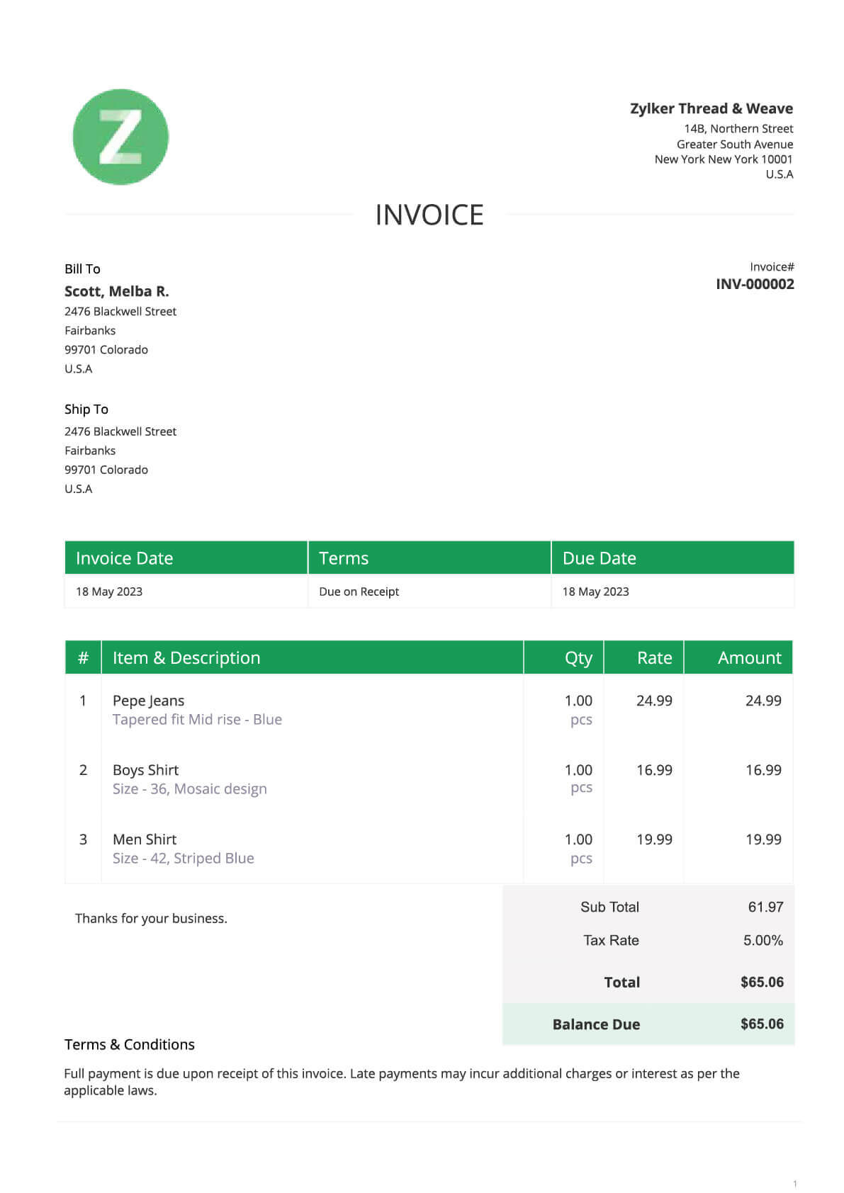 Free Sales Invoice Template | Printable Sales Invoice | Zoho Invoice intended for Free Printable Sales Receipts Online