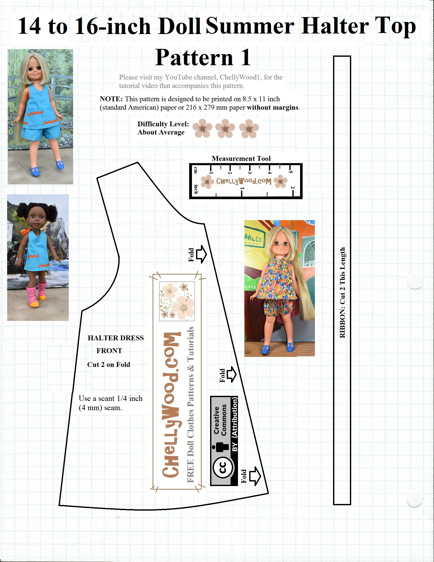 Free #Sewing Pattern For 14″ (35 Cm) #Dolls @ Chellywood pertaining to Free Printable Patterns For Sewing Doll Clothes