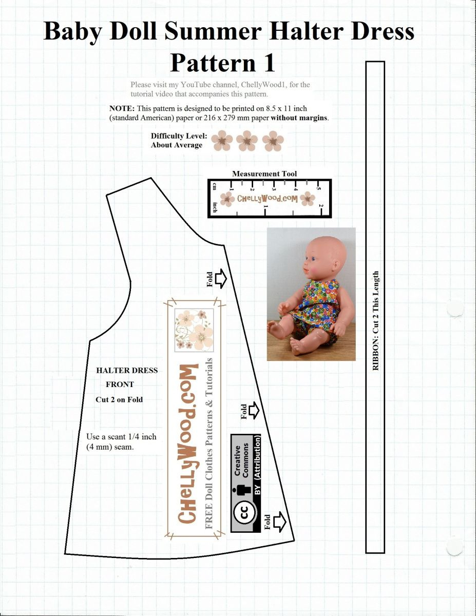 Free #Sewing Pattern For Baby #Dolls @ Chellywood #Crafts intended for American Girl Doll Clothes Patterns Free Printable