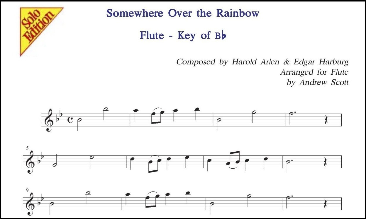 Free Sheet Music For The Flute - Somewhere Over The Rainbow for Free Printable Flute Music