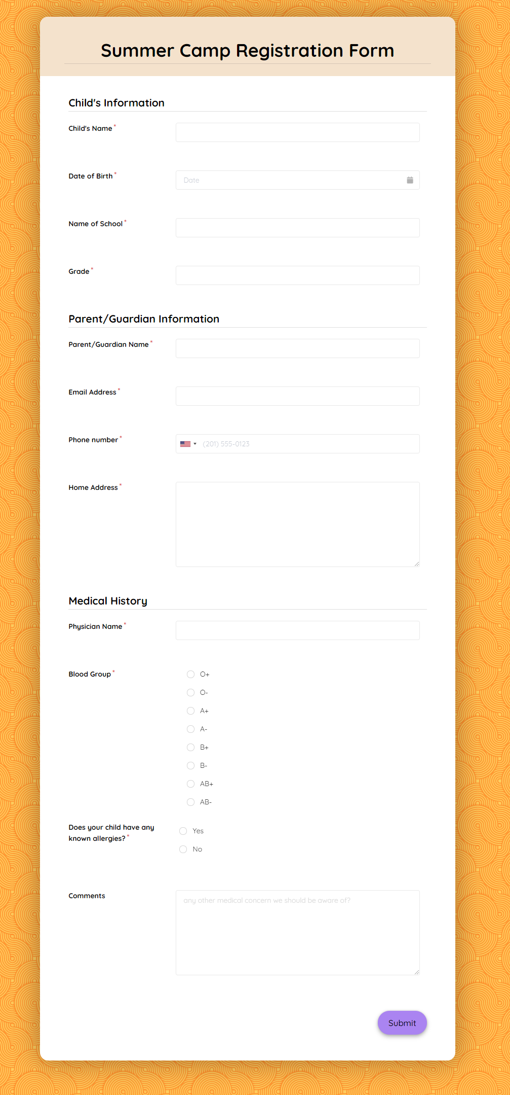 Free Summer Camp Registration Form Template | Formplus throughout Free Printable Summer Camp Registration Forms