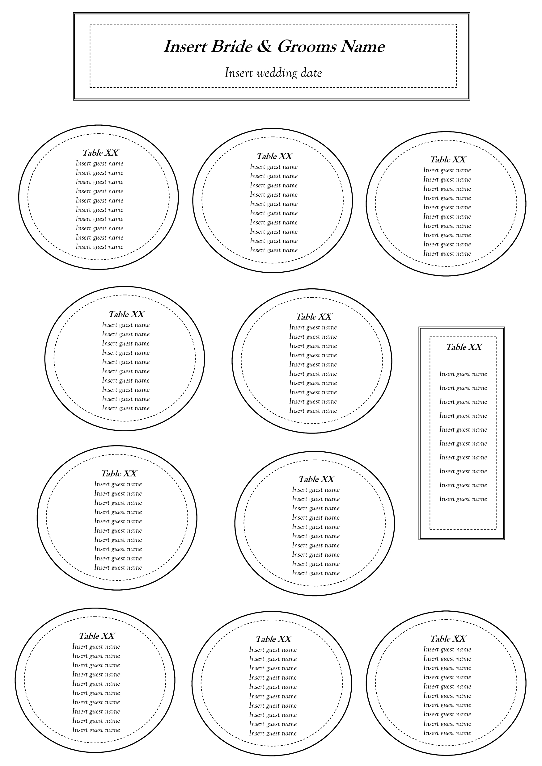 Free Table Seating Chart Template Seating Charts In Table With in Free Printable Wedding Seating Plan