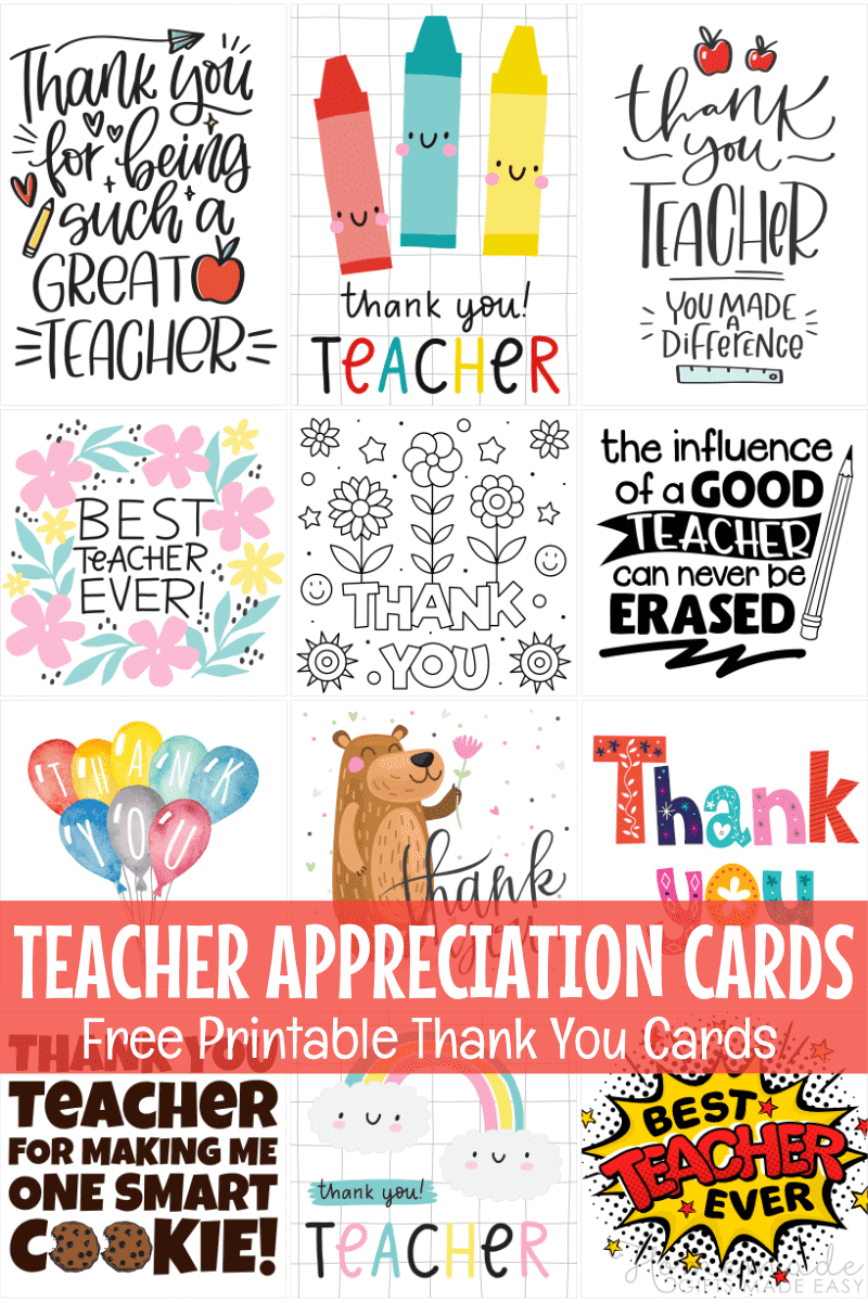 Free Teacher Appreciation Cards &amp;amp; Thank You Cards For Teachers 2024 inside Free Printable Teacher Appreciation Cards