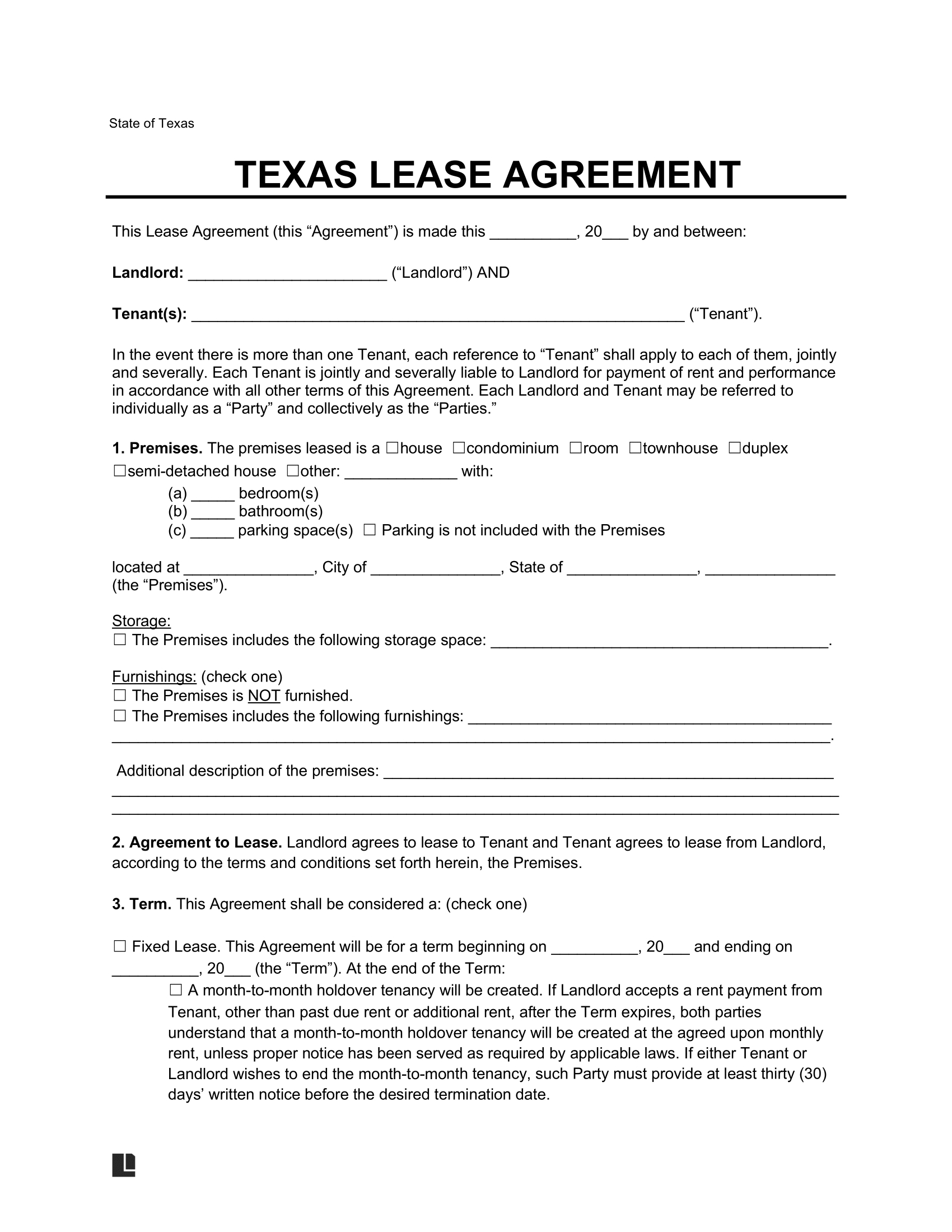 Free Texas Lease Agreement Templates (6) | Pdf &amp;amp; Word pertaining to Free Printable Lease Agreement Texas