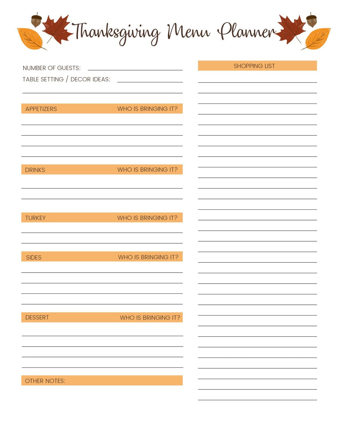 Free Thanksgiving Menu Template, Schedule + Tags | Lil&amp;#039; Luna within Free Printable Thanksgiving Menu Template