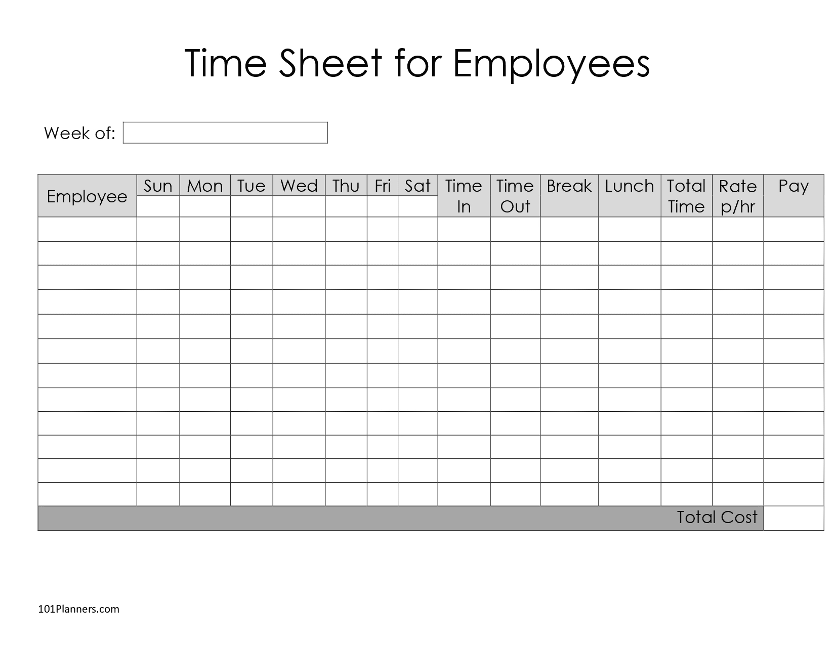 Free Timesheet Template Printables | Instant Download regarding Free Printable Time Sheets Forms