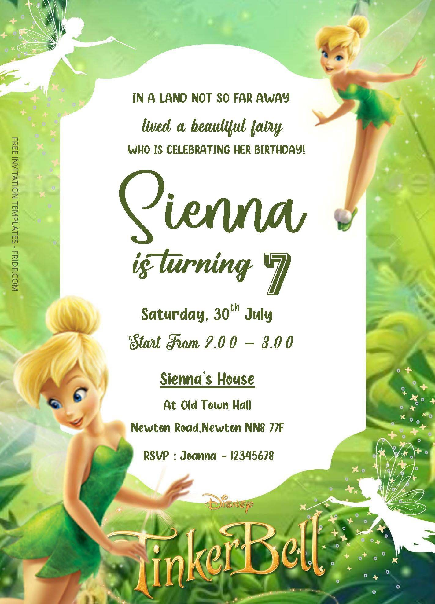 Free Tinkerbell Birthday Invitation Templates for Free Tinkerbell Printable Birthday Invitations