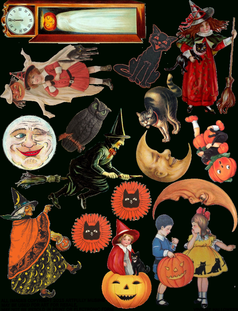 Free Vintage Halloween Collage Sheet - Happy Halloween pertaining to Free Vintage Halloween Printables