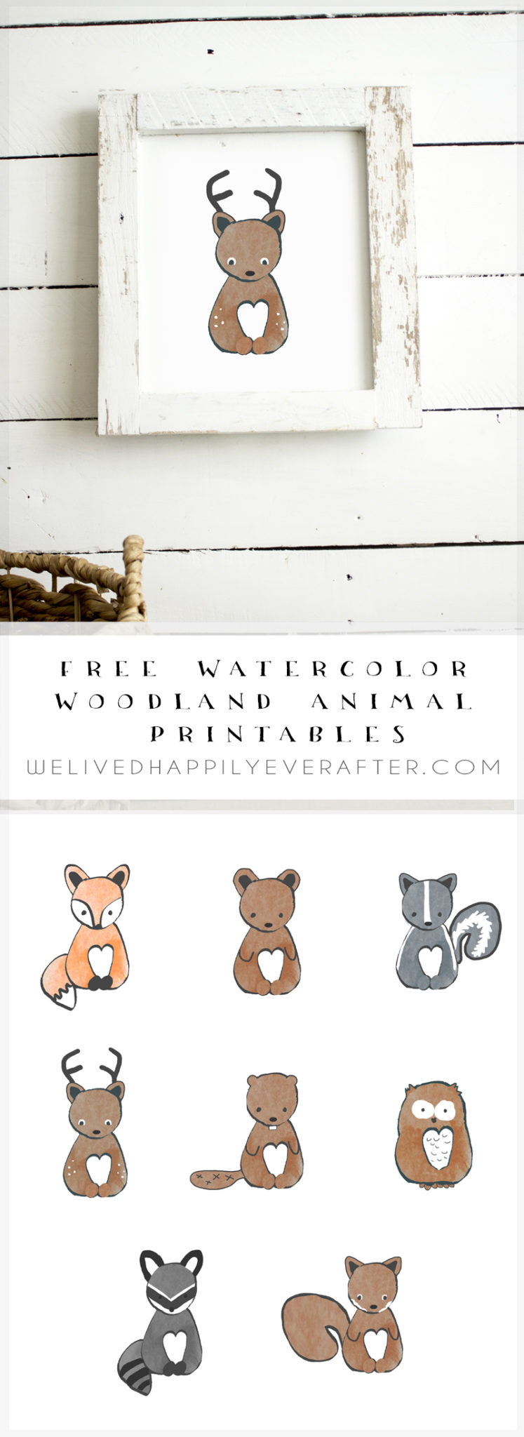 Free Watercolor Forest Woodland Animal Nursery Prints | We Lived intended for Free Woodland Animal Printables