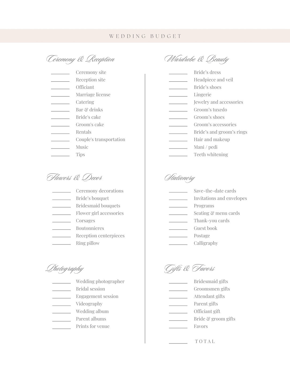 Free Wedding Checklist Templates To Edit And Print | Canva within Free Printable Wedding Party List