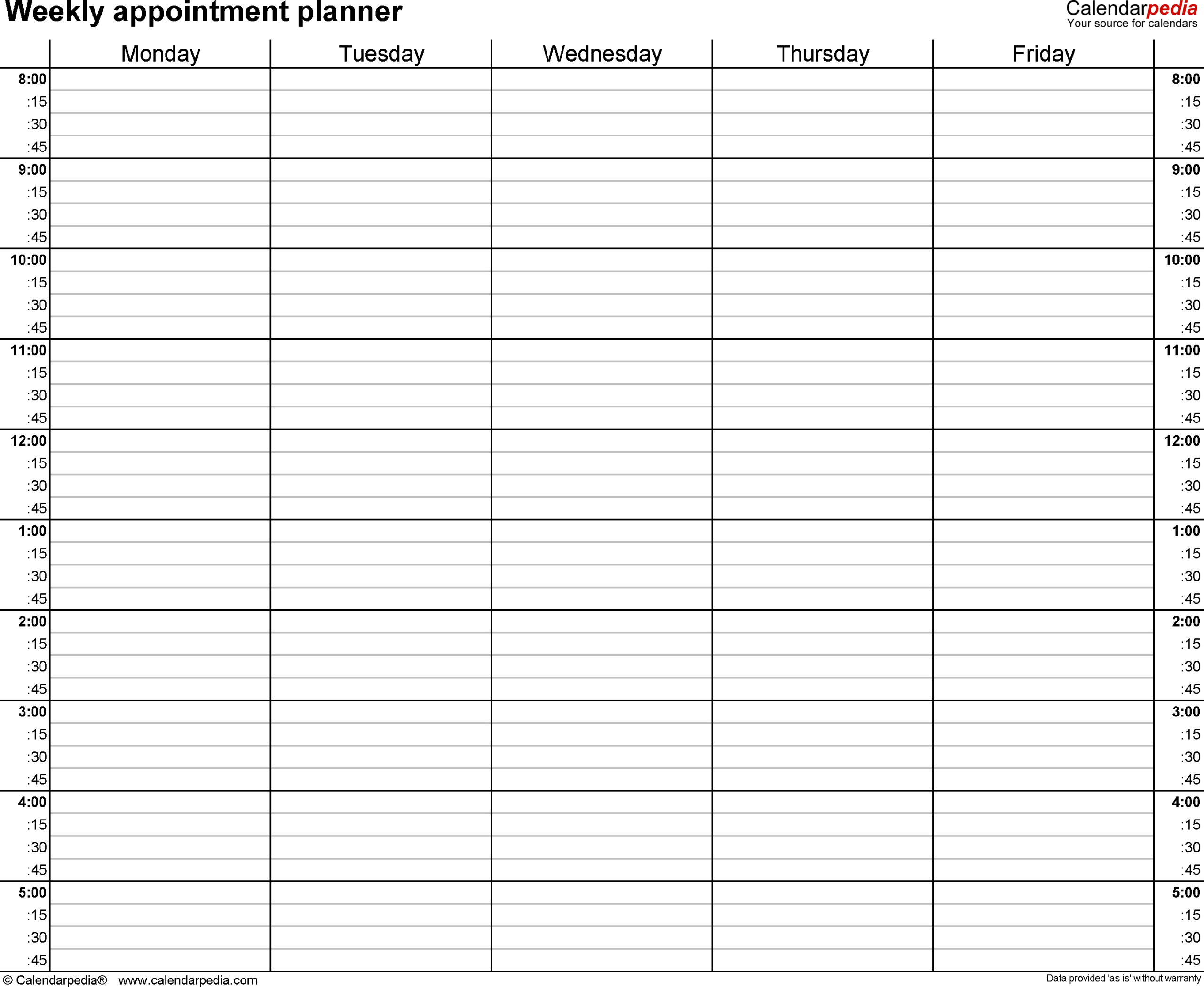 Free Weekly Planners In Pdf Format - 20+ Templates intended for Free Printable Weekly Appointment Sheets