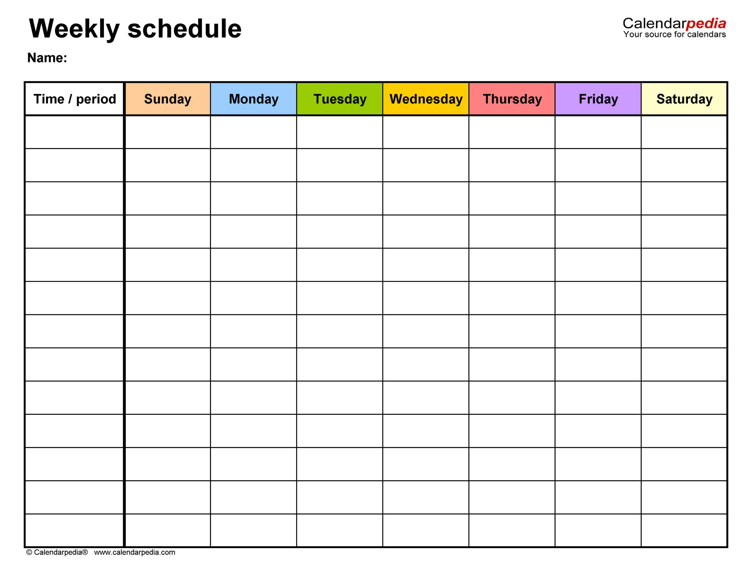 Free Weekly Schedules For Word - 18 Templates for Free Printable Blank Weekly Schedule