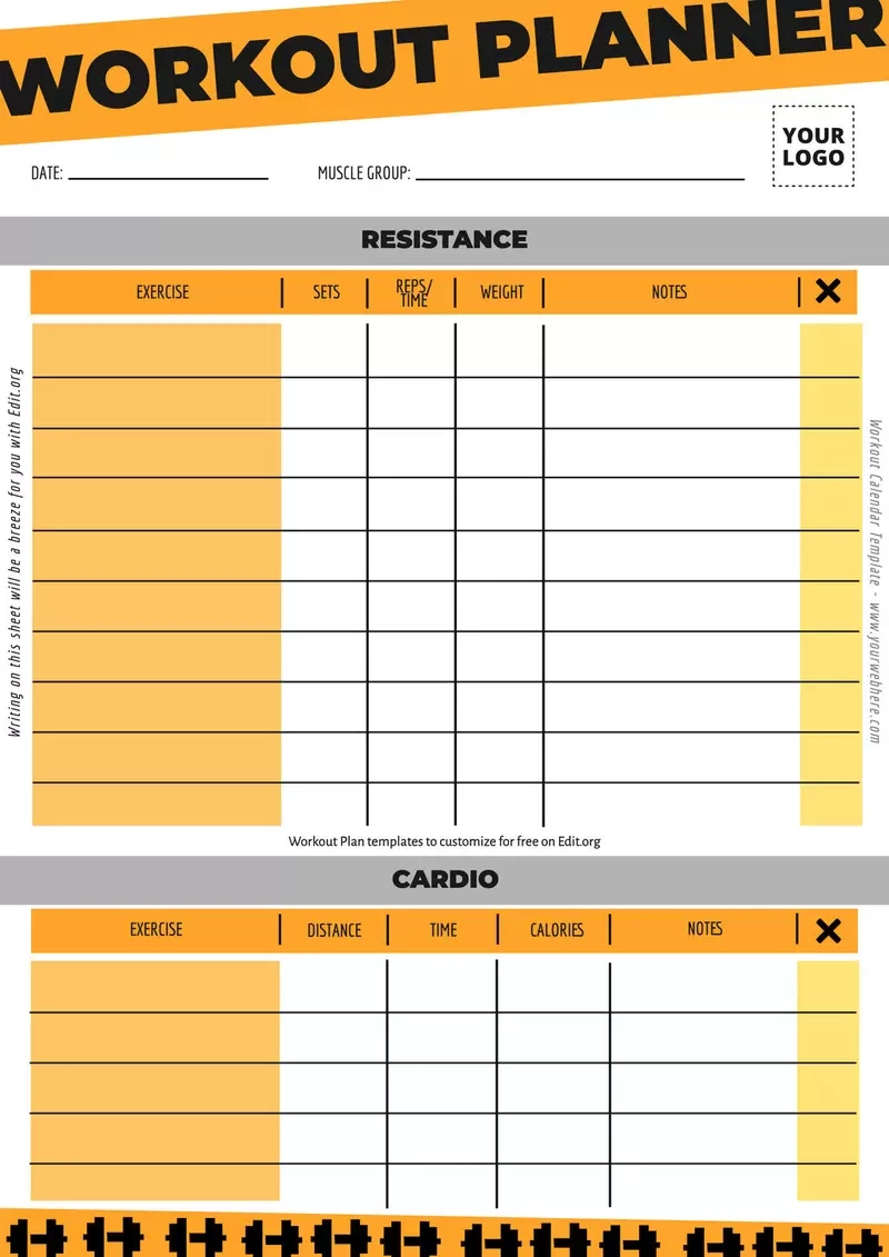 Free Workout Schedule Templates To Print in Free Printable Workout Plans