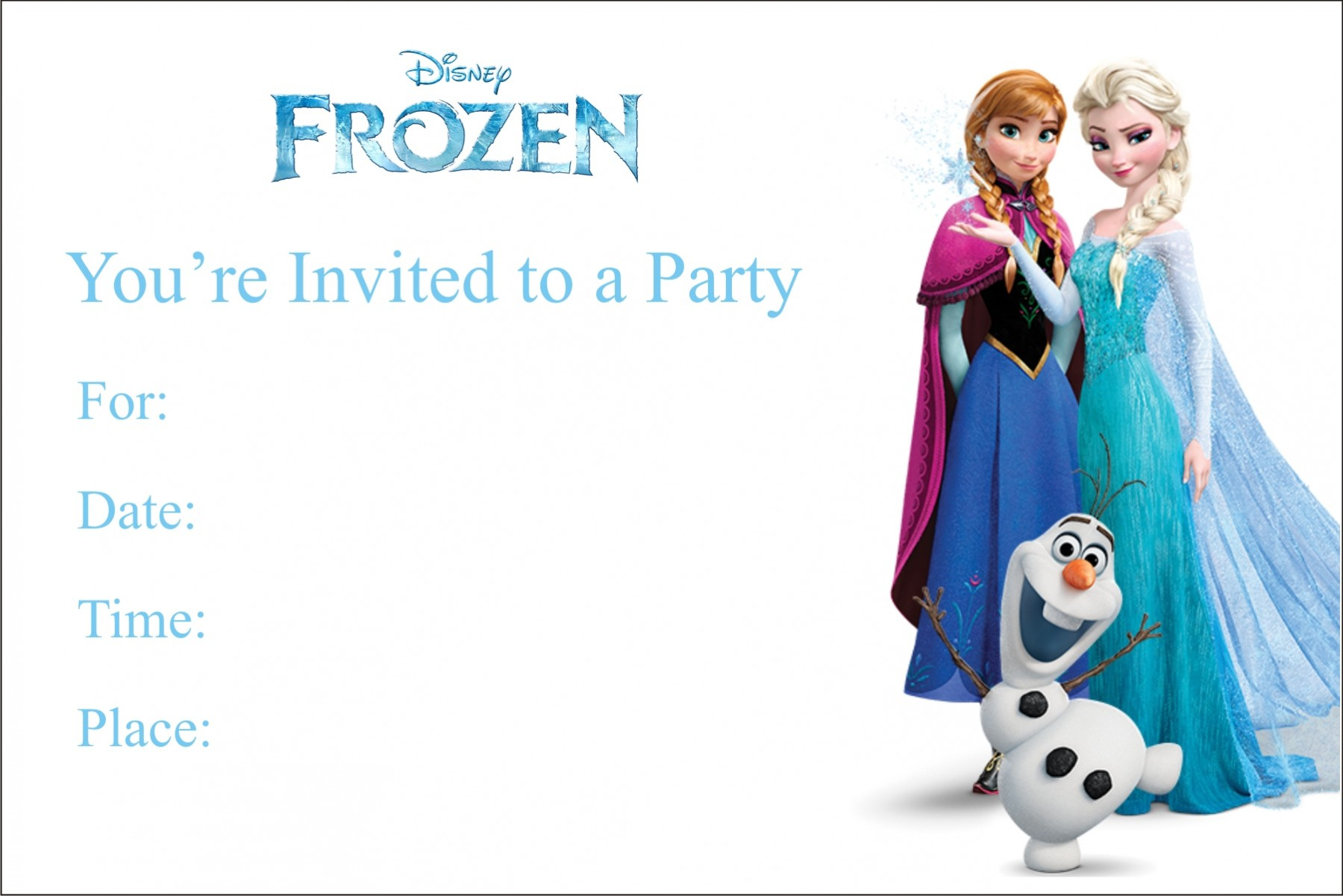 Frozen Free Printable Birthday Party Invitation Personalized Party in Free Printable Frozen Birthday Cards