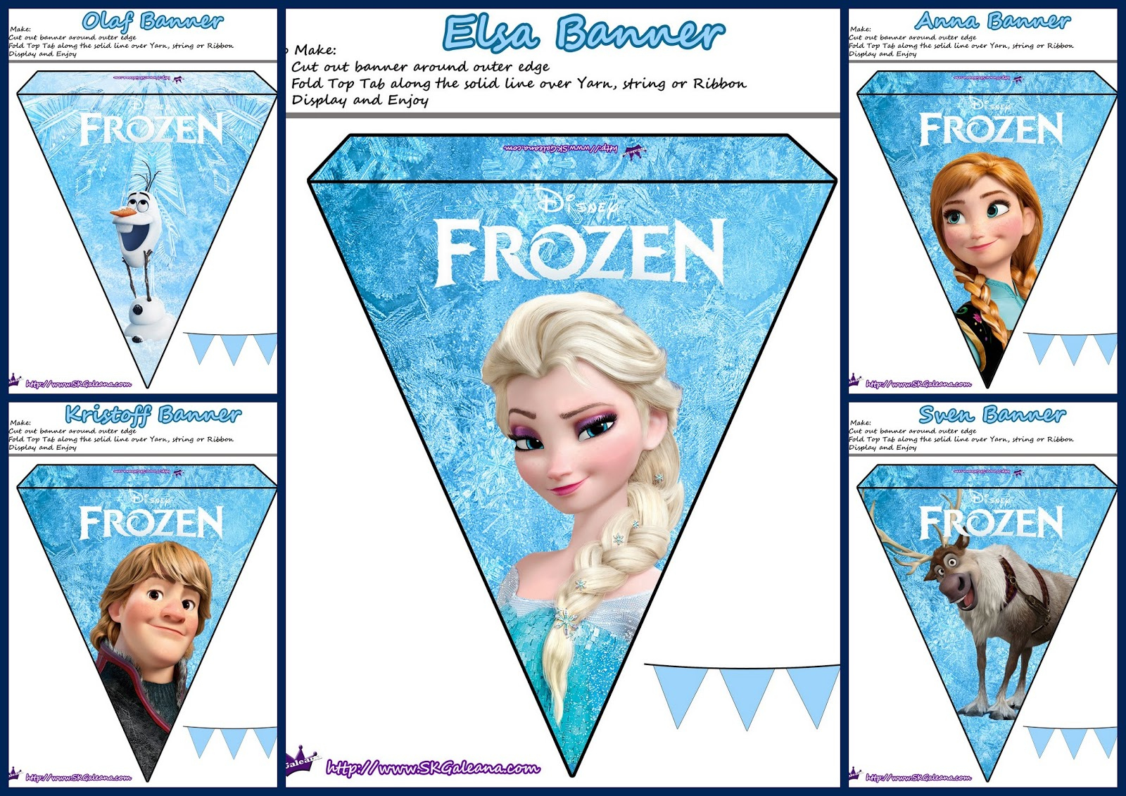 Frozen: Pretty Free Printable Bunting. - Oh My Fiesta! In English in Frozen Birthday Banner Printable Free