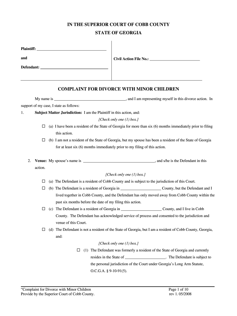 Ga Divorce Papers Online - Fill Online, Printable, Fillable, Blank inside Free Printable Uncontested Divorce Forms Georgia