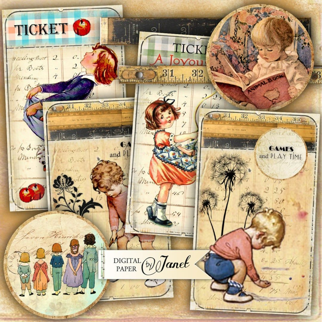 Games And Play Time, Ephemera, Collage Sheet, Printable with regard to Free Printable Decoupage Images