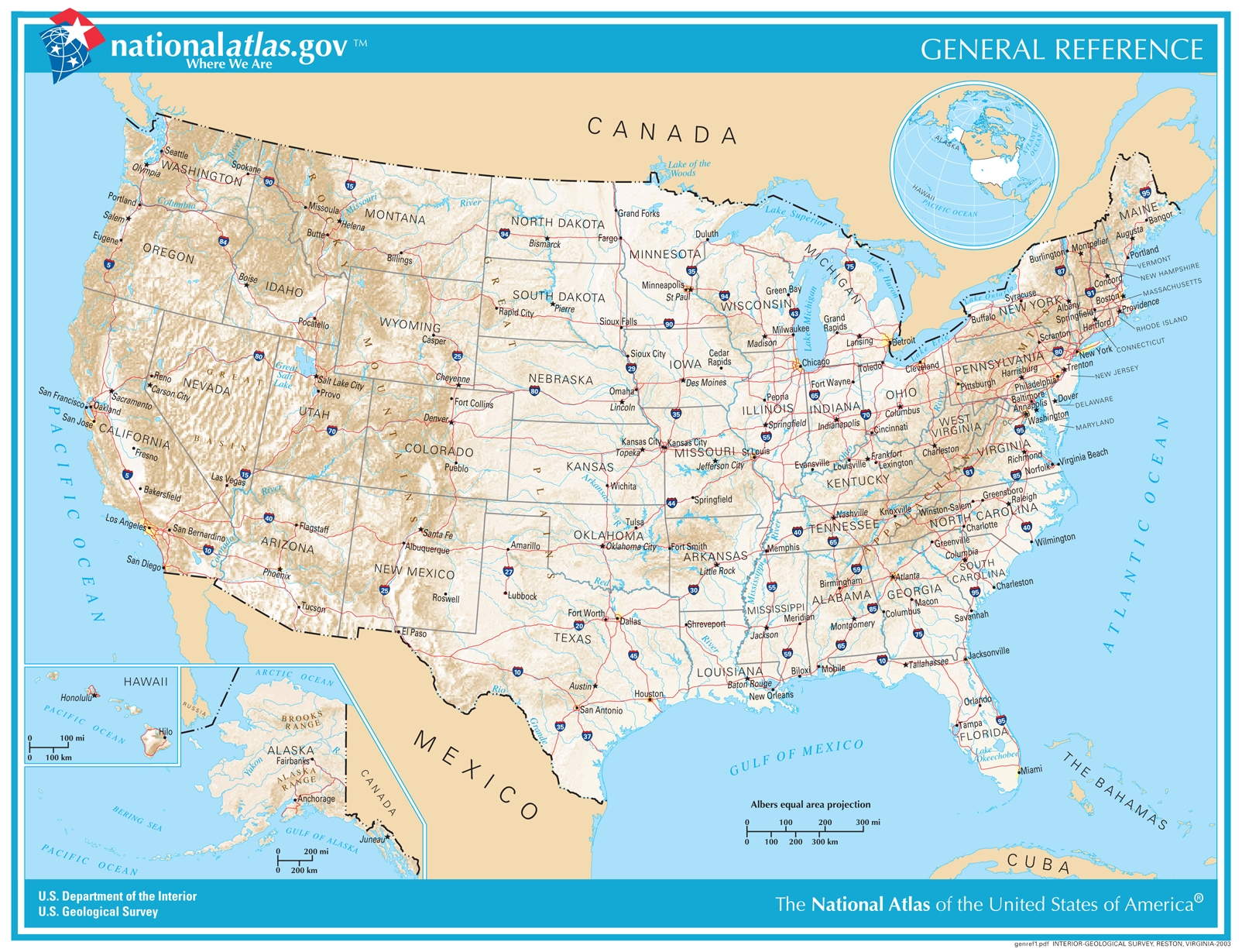 General Reference Printable Map | U.s. Geological Survey intended for Free Printable Map Of The United States