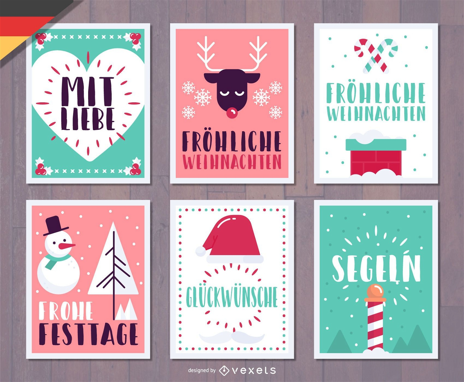 German Fröhliche Weihnachten Christmas Card Pack Vector Download pertaining to Free Printable German Christmas Cards