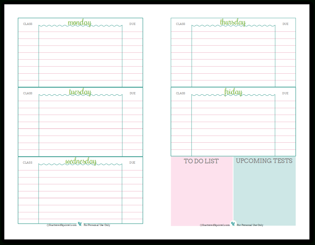 Getting Ready For Back To School - Student Planner Printables with Free Printable Academic Planner